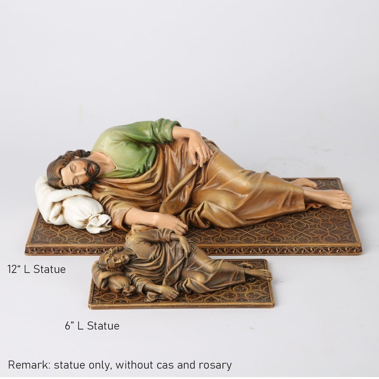 BC Catholic Sleeping St. Joseph Statue, Patron Saint Figure Housewarming Gift, Devout Home Décor, 6" L, Renaissance Sculpture Handmade by Buildclassic