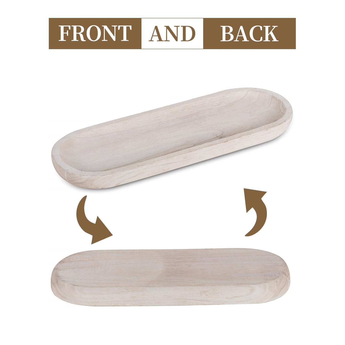 Hanobe Decorative Bowl Large Wooden: 25.5" Extra Long Wood Dough Bowls for Entry Way Table - Farmhouse Coffee Table Decor - Rustic Dining Table Centerpiece Decor, White
