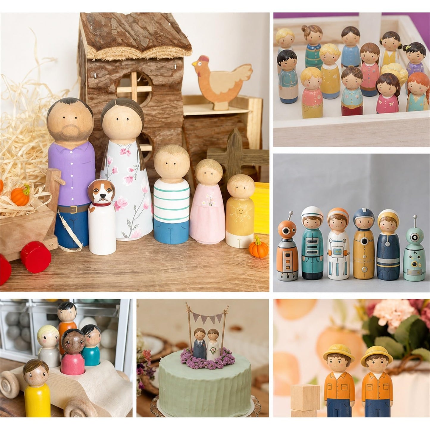100 Pack Wooden Peg Dolls Unfinished with Box - Wooden People Figures to Paint, Doll Bodies - Decorative Peg Doll People for DIY Art Craft, Painting, Game, Home Party Decor