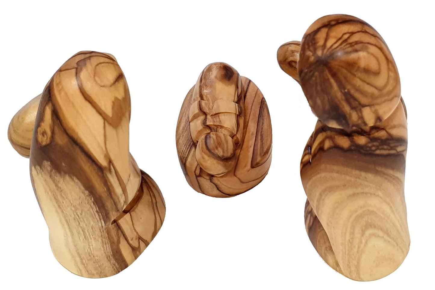 Zuluf Small Olive Wood Holy Family Figurines – Hand-Carved Nativity Set Scene with Joseph, Mary & Baby Jesus – Wooden Christmas Tree Decor for Catholic Indoor Display – HOF035
