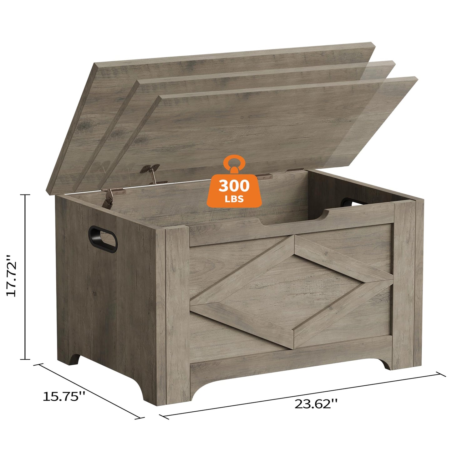 GarveeHome 23.6 in Storage Chest, Wooden Storage Bench with Safety Hinge, Easy Assembly, Large Shoe Bench for Entryway, Living Room, Bedroom