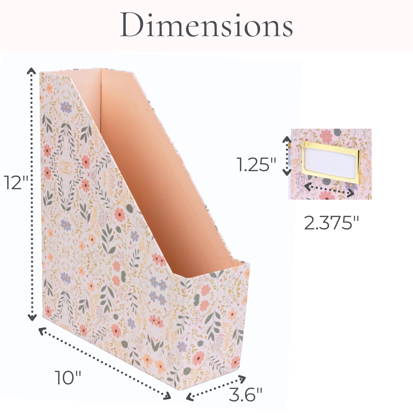 BLU MONACO | Cardboard Magazine File Holder Set of 4 | Standing File Holder with Floral Boho Design | Foldable Cardboard Bins for Shelves Desk Office Storage