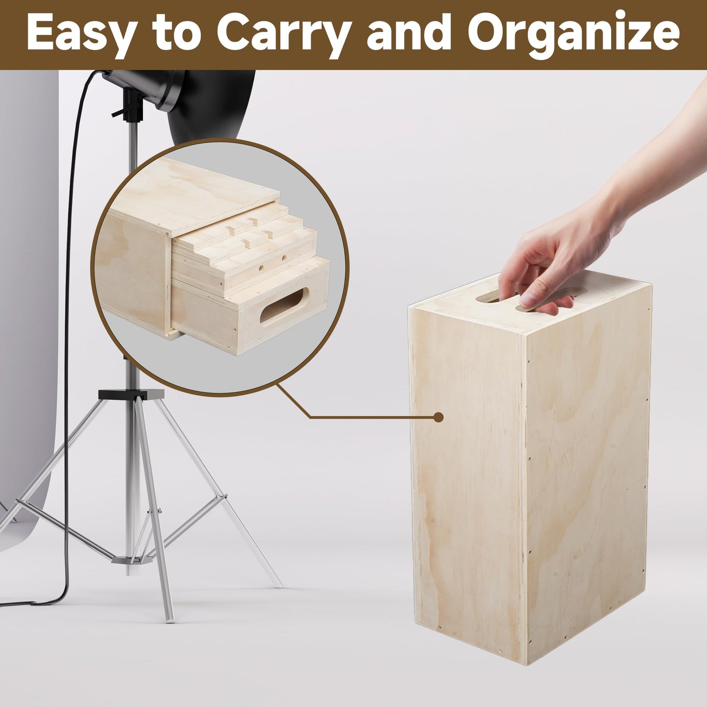 MYOYAY Photography Apple Box Set of 5, Standard Studio Apple Box with Magnetic Lid for Photo Studio Film Photography Prop, Nesting Apple Boxes Set for Supporting Height-Adjusting