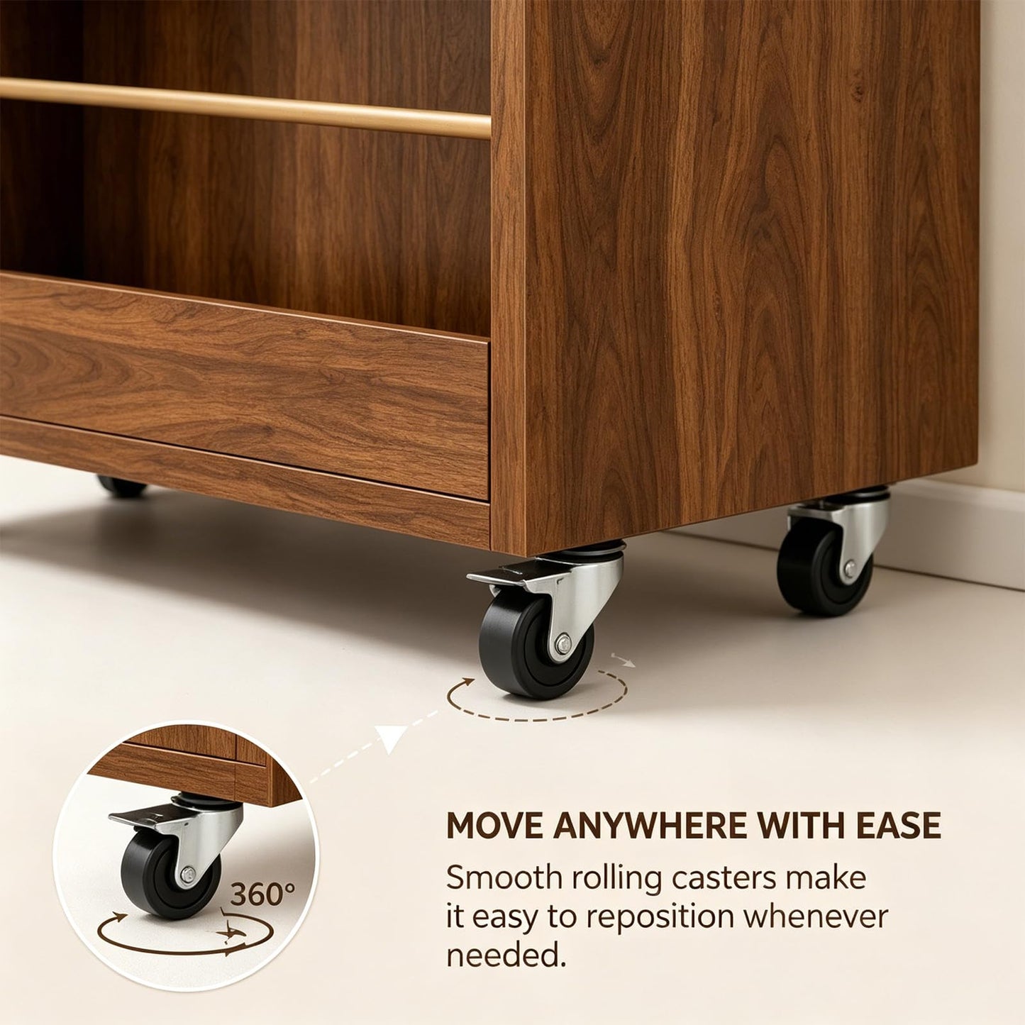 Movable Magazine Rack with Wheels, Wooden Vertical Display Organizer, Newspaper & Literature Holder, Multi-Purpose Storage Shelf for Office, Bedroom, Boutique, and Retail Black 15.7''*5.9''*29.5''