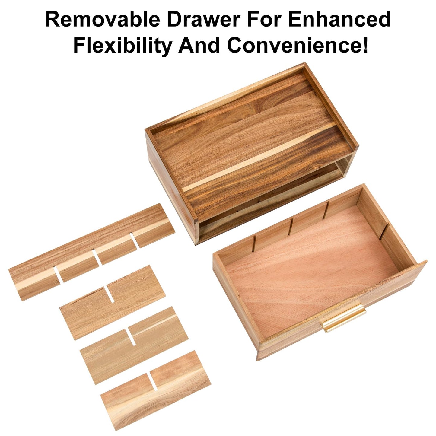 Tea Bag Organizer, Acacia Wood Tea Organizers and Storage Box, Tea Bag Holder Station Caddy Container for Countertop, Tea Accessories Gift Box with Drawer