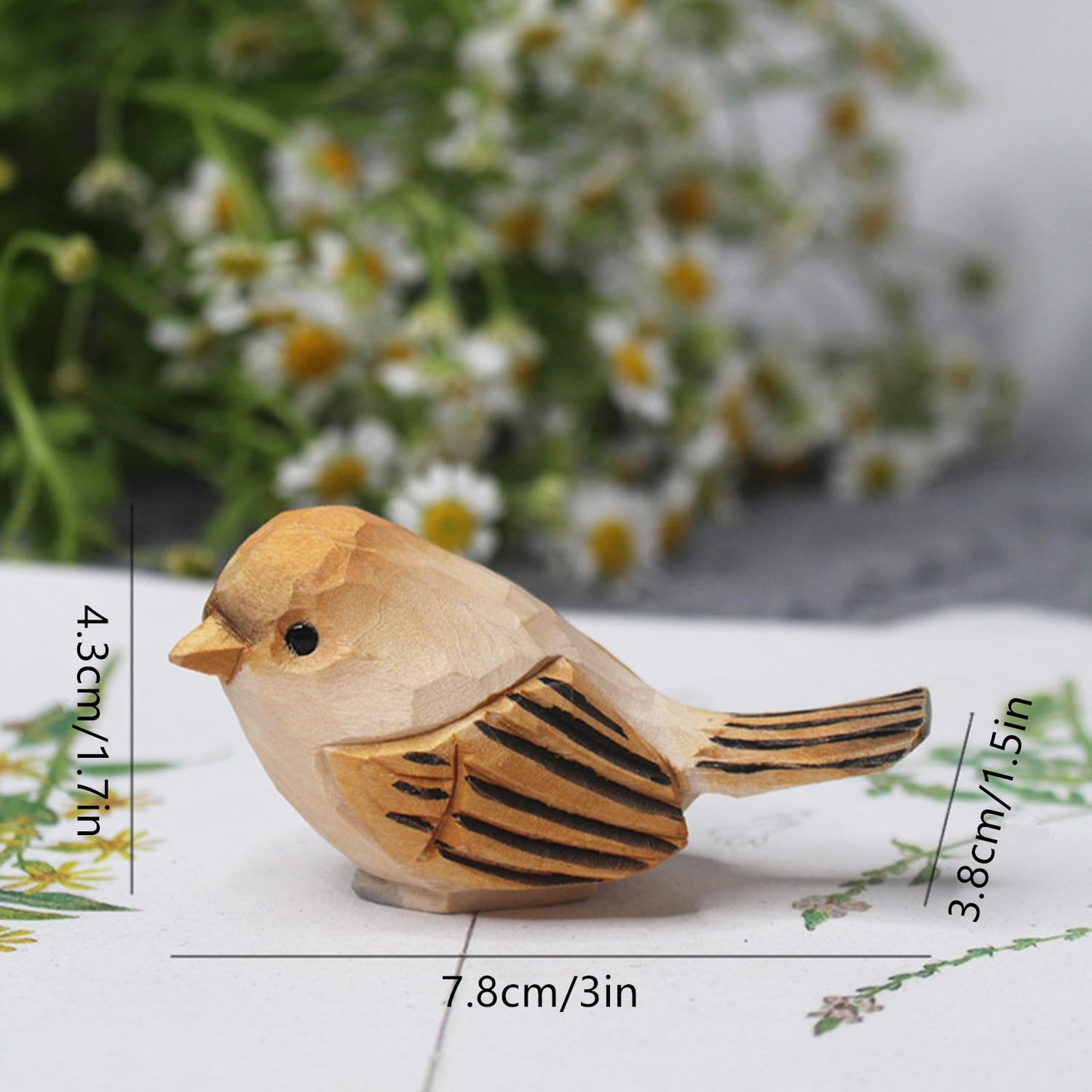 QRZLP 2PCS Small Carved Wooden Birds, Handmade Bird Statue Carved Rustic Animal Bird Sculpture Miniature Art Carve Small Animal for Home Decor.