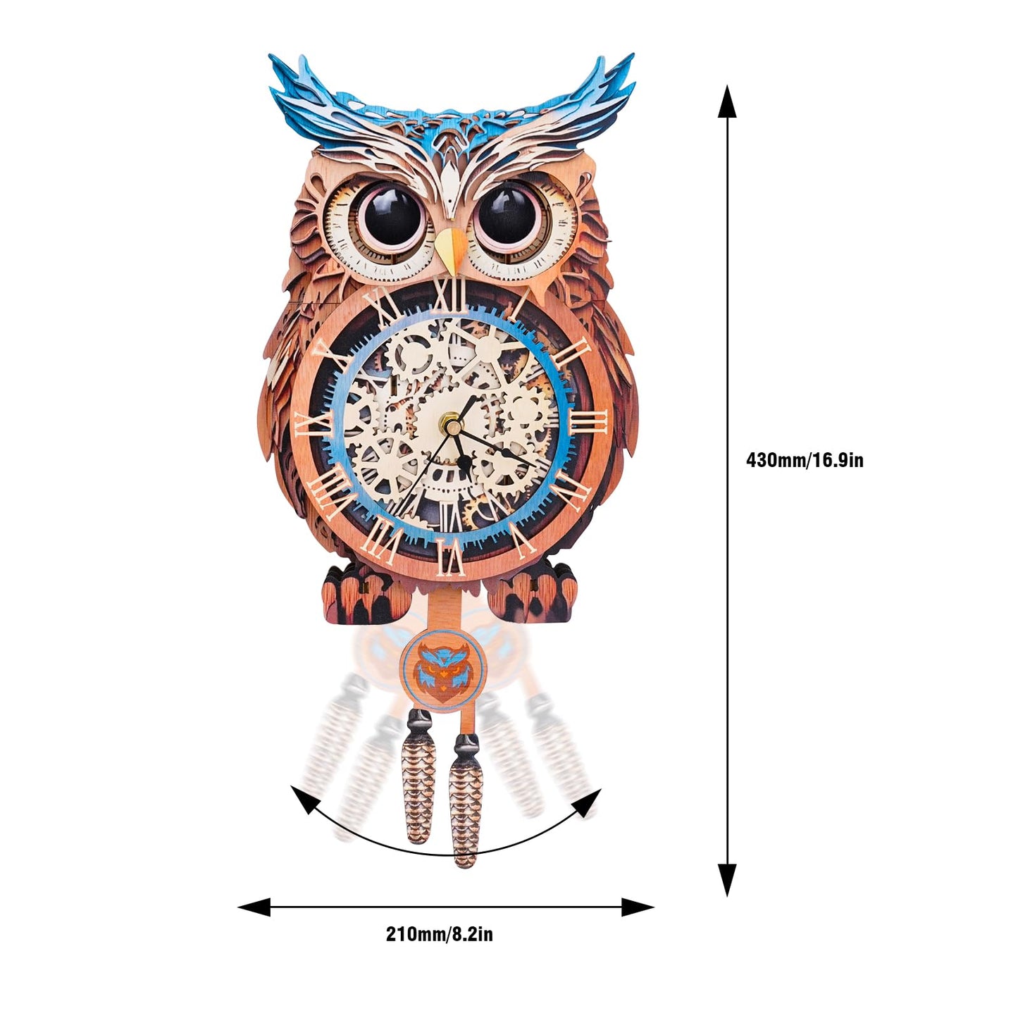 3D Wooden Puzzles for Adults Owl Clock - Model Building Kit Clock Puzzle Creative Craft Gift Home Deco for DIY Enthusiasts, Brain Teaser Building Set Birthday Gifts