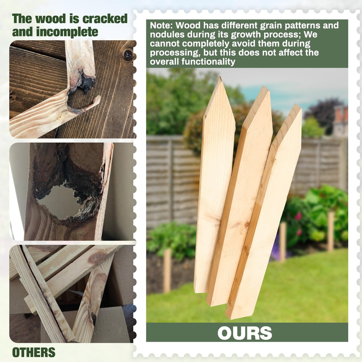 Colingmill 72 Pieces Wooden Garden Stakes Bulk 12 Inch Grade and Survey Stakes Wooden Garden and Sign Posts for Plant Support Silt Yard Fence Farm Survey Boundaries Baselines
