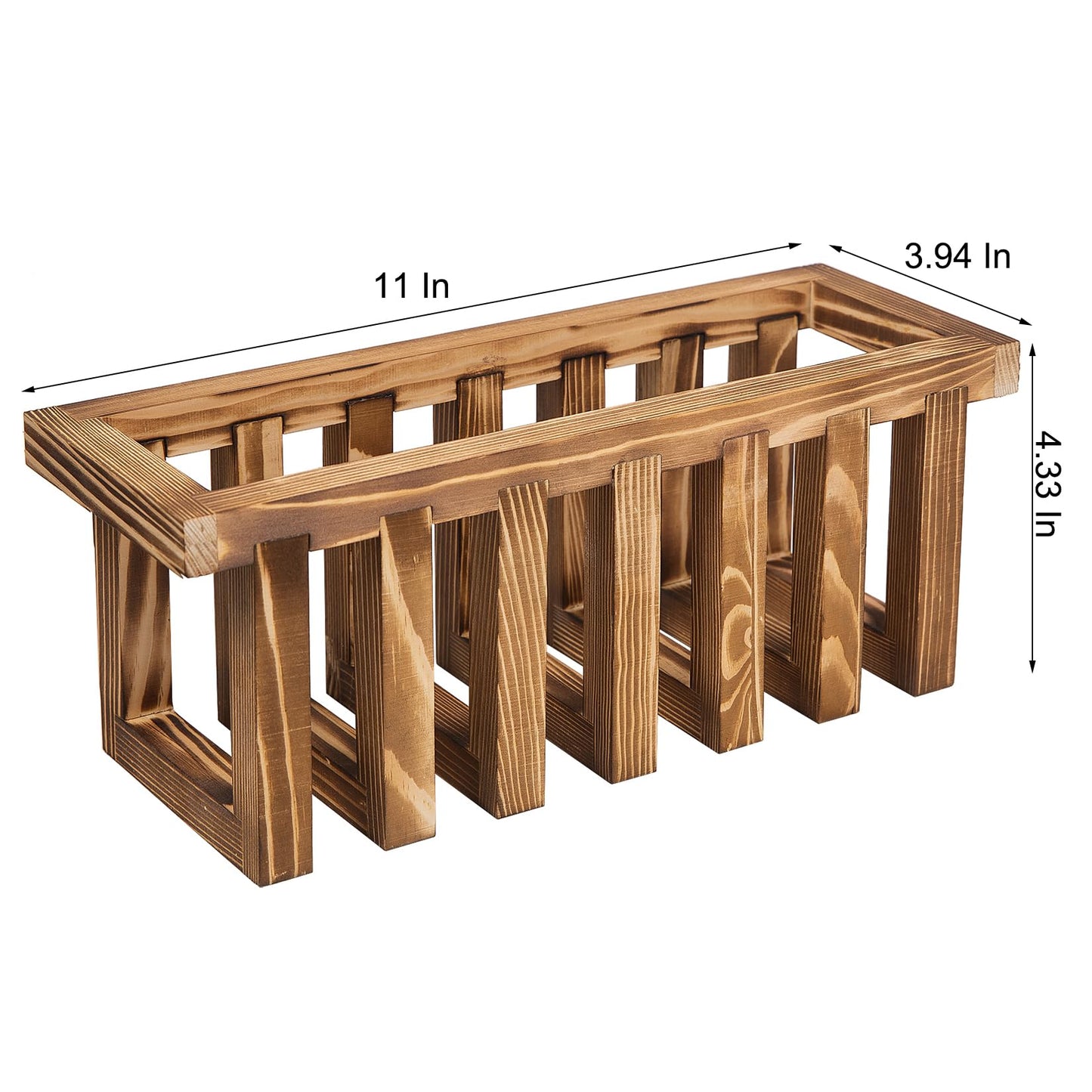 ExoLiry 11 Inch Premium Solid Acacia Wood Wall Mounted Mail Letter Holder Basket, Rustic Farmhouse Wooden Hanging Card Storage Rack, Home or Office Organizer