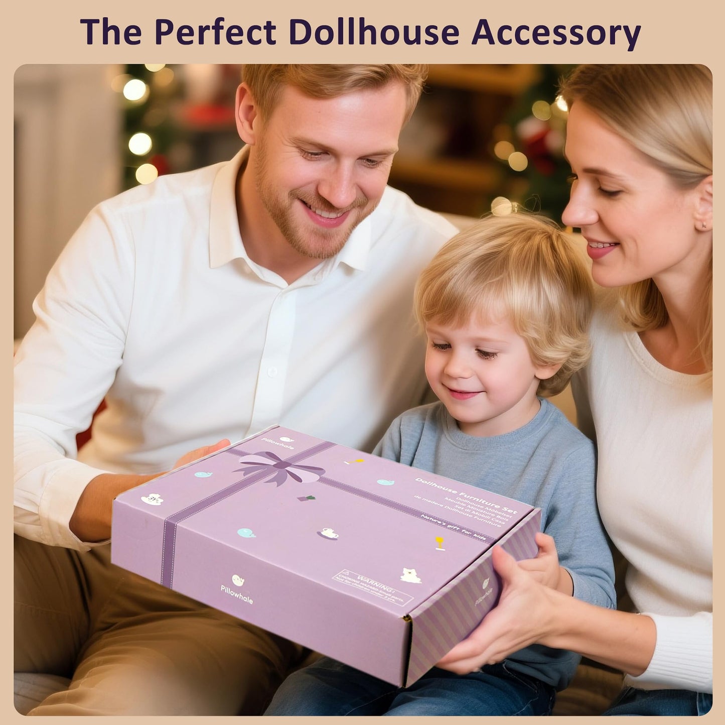Pillowhale Wooden Dollhouse Furniture Set,36-Piece Dollhouse Furniture & Accessories for 6 Rooms,Interactive Pretend Play Furniture Toys, Gift for Kids Age 3+