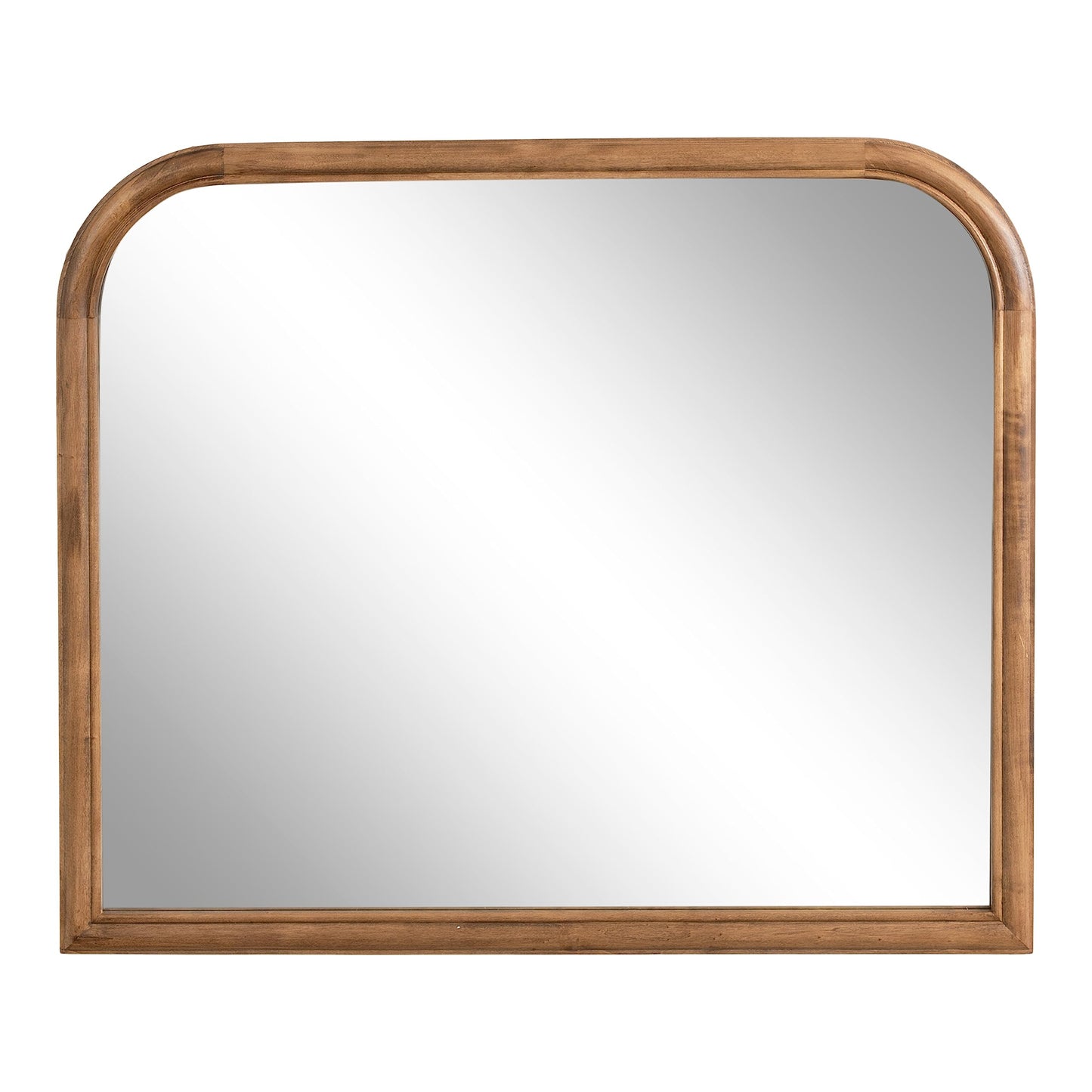 Kate and Laurel Glenby Transitional Wide Arch Wall Mirror, 34 x 28, Rustic Brown, Wooden Farmhouse Arched Bathroom Mirror with Rounded and Stepped Frame Profile