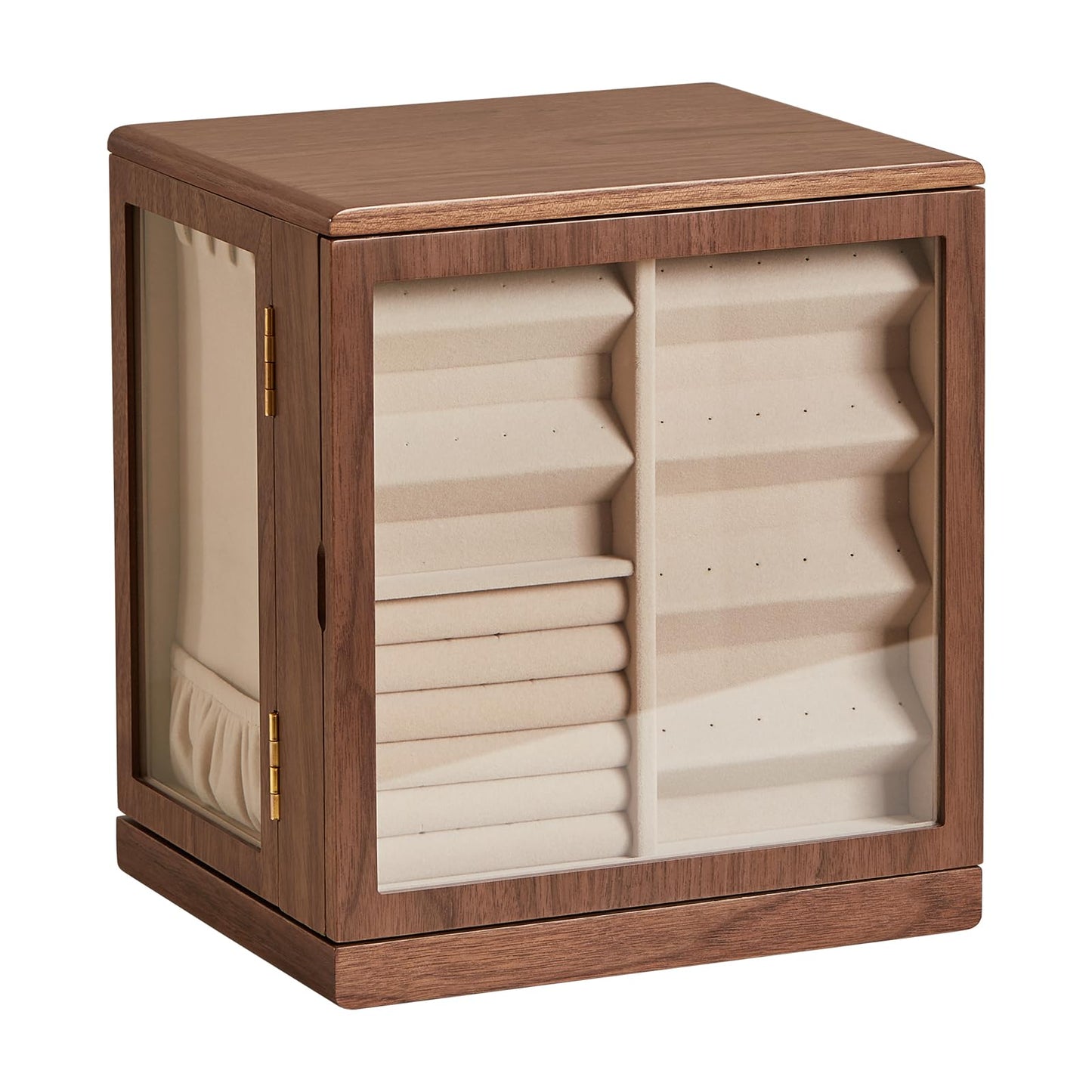 Homruilink Black Walnut Wooden Jewelry Box - 360° Rotating Jewelry Organizer for Women with 5 Drawers for Rings,Necklaces,Earrings and Bracelets -Large Storage Case - Fathers Day Gift