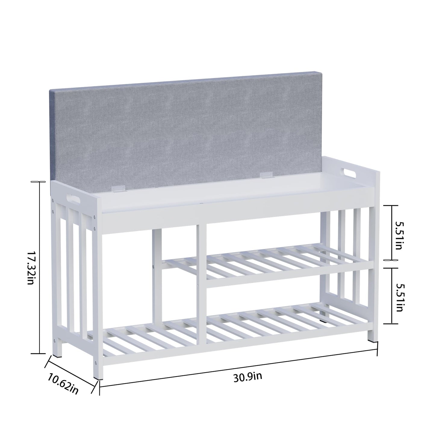 APRTAT 3-Tier Bamboo Shoe Rack Bench, Shoe Storage Organizer Bench, Entryway Benchs, Shoes Rack for Front Door Entrance, Entryway Bathroom Bedroom (White, Large)