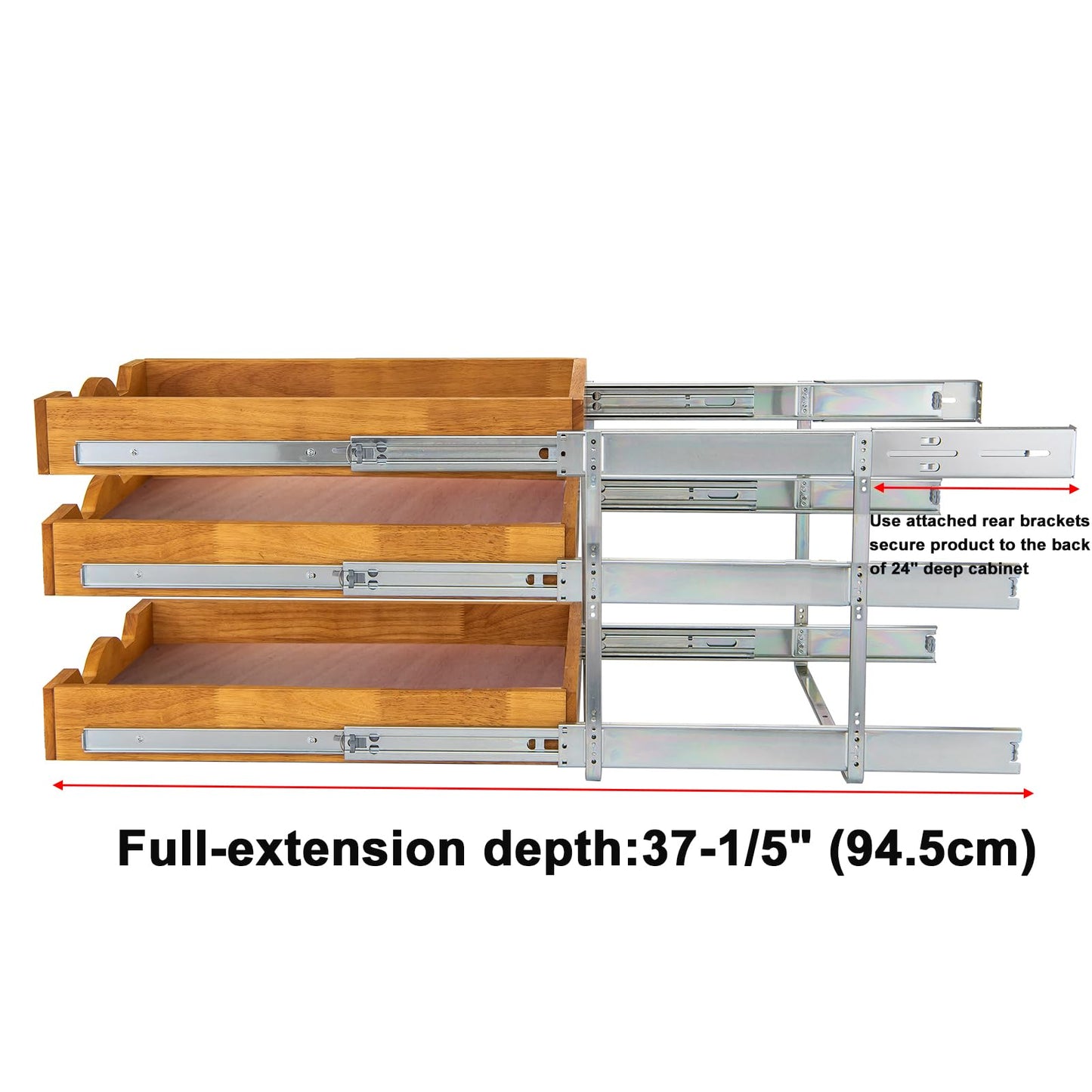 DINDON 3 Tier Pull Out Cabinet Organizer 17”W X21”D Slide Out Shelves With Shelf Liner for Kitchen Wood Roll Out Drawers Pantry Organization