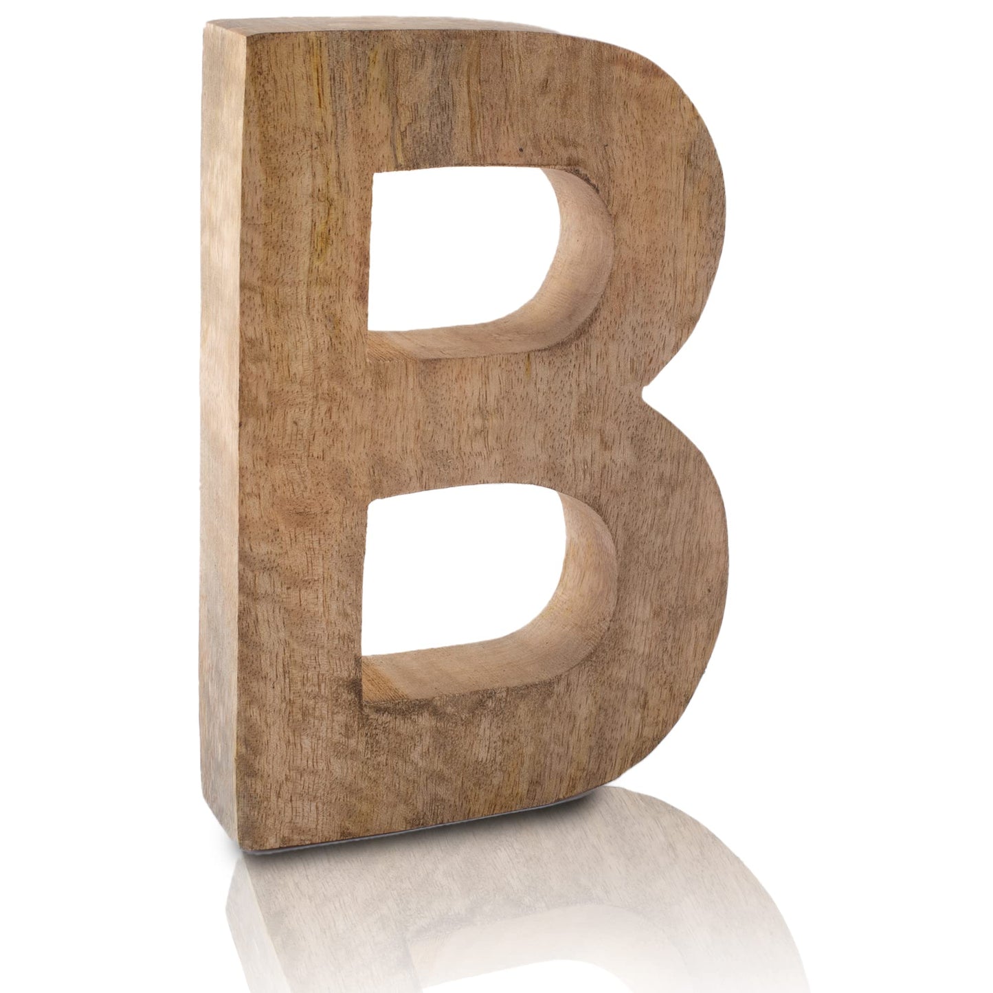 8" Decorative Solid Block Wooden Letters Alphabets Words Natural Finished Wood Freestanding Shelf or Tableware Childrens Baby Names Initials for Bedroom Wedding Birthday Party Home Decor (Letter B)