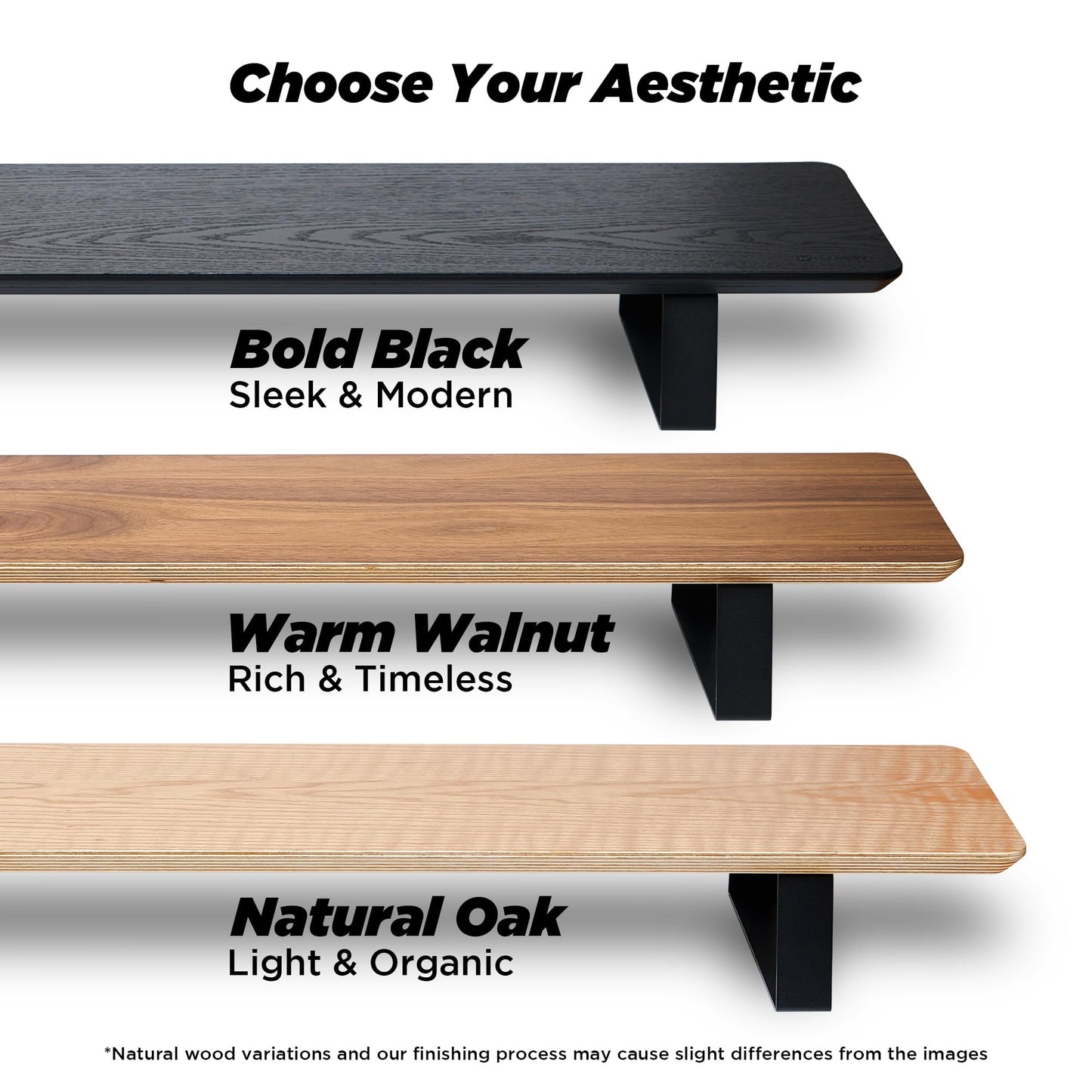 ULTRARM Moodular Wooden Monitor Stand 33.4” (85cm) Desk Organizer with Metal Slide Rails for Drawer, Tray, Laptop, Tablet, Phone & Headphones Customizable Riser for Organized Workspace Oak MS85-O