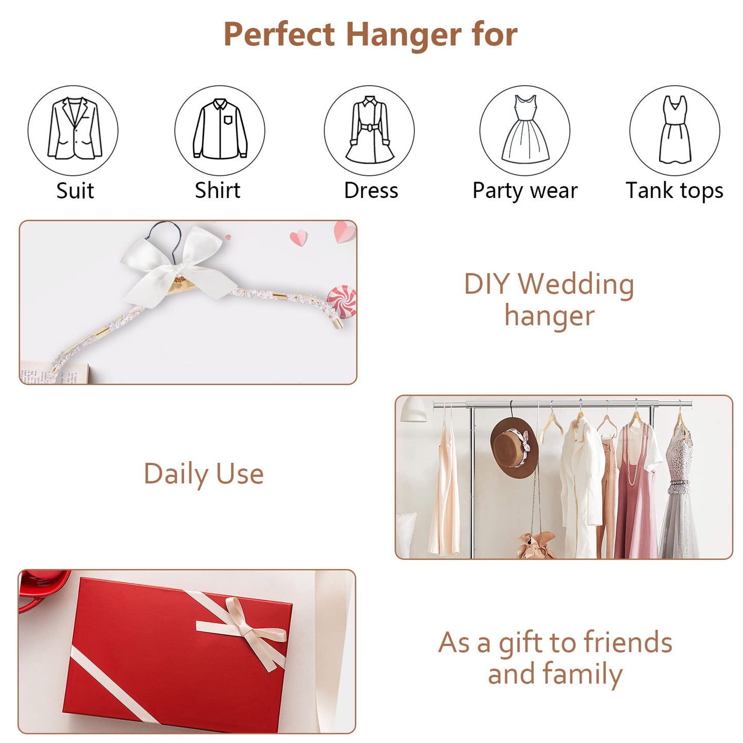 DEDU Wooden Hangers 24 Pack Lightweight, Coat Hangers for Closet Space Saving, Slim Wood with Soft Rubber Non Slip Strip for Wamisole, Wedding Dress, Sweater (Natural Finish)