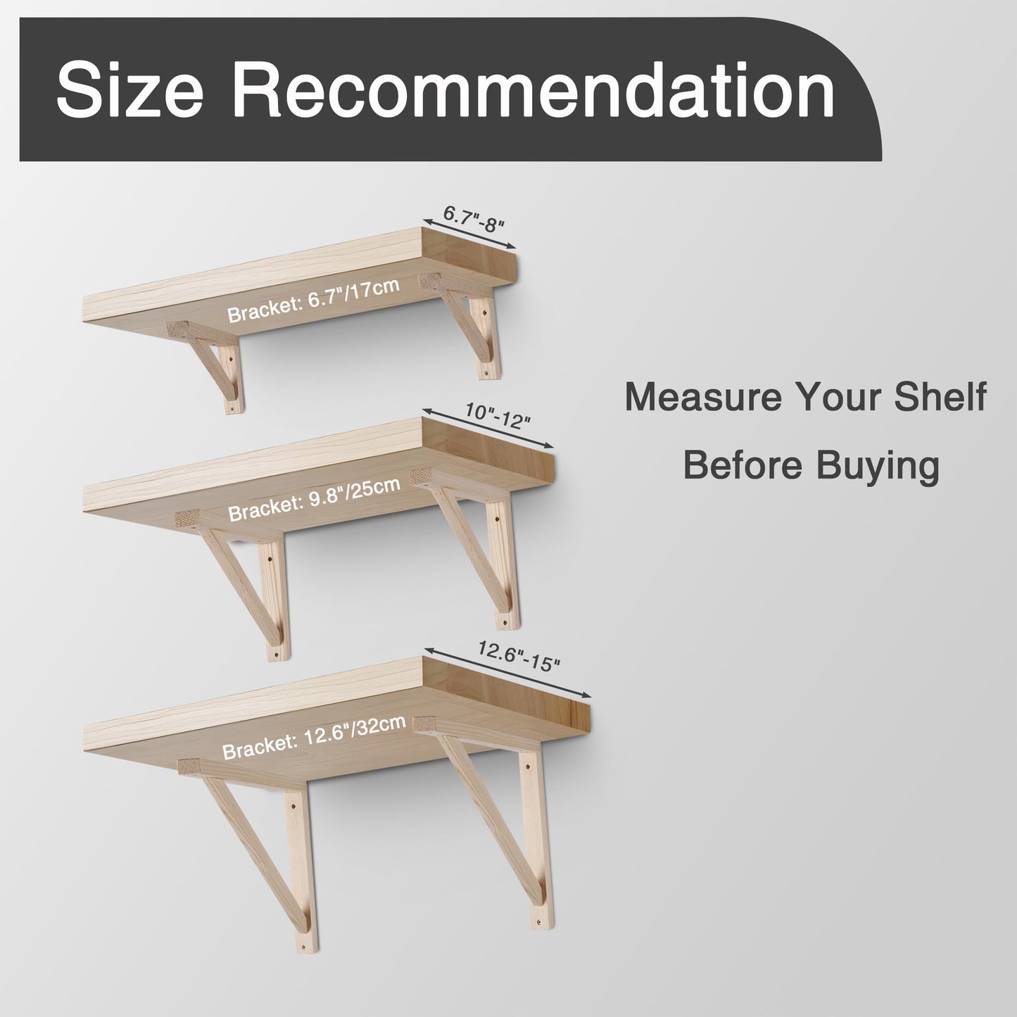 OVOV 4 Pack Wall Mount Wood Shelf Bracket Triangle Wooden Shelf Brackets for Plank Sconce Plug in Pendant Lamp Decorative DIY Wooden Bracket Include Mounting Screws 7 Inch