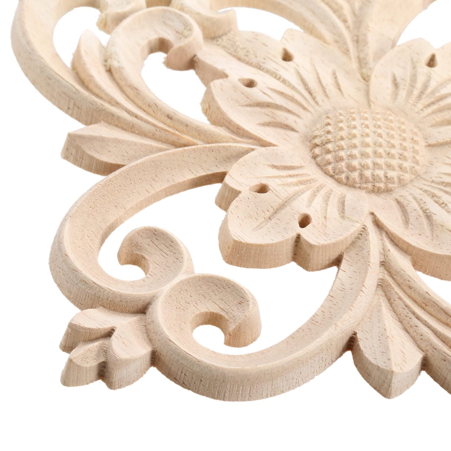 MUXSAM Rhomb Wood Carved Appliques Furniture Onlays, Unpainted Wooden Rosette Decals Center Decor for Door Wall Closet Cabinet Dresser Drawer Crafts Project(1-Pack, 25x20cm/9.9"x7.9")