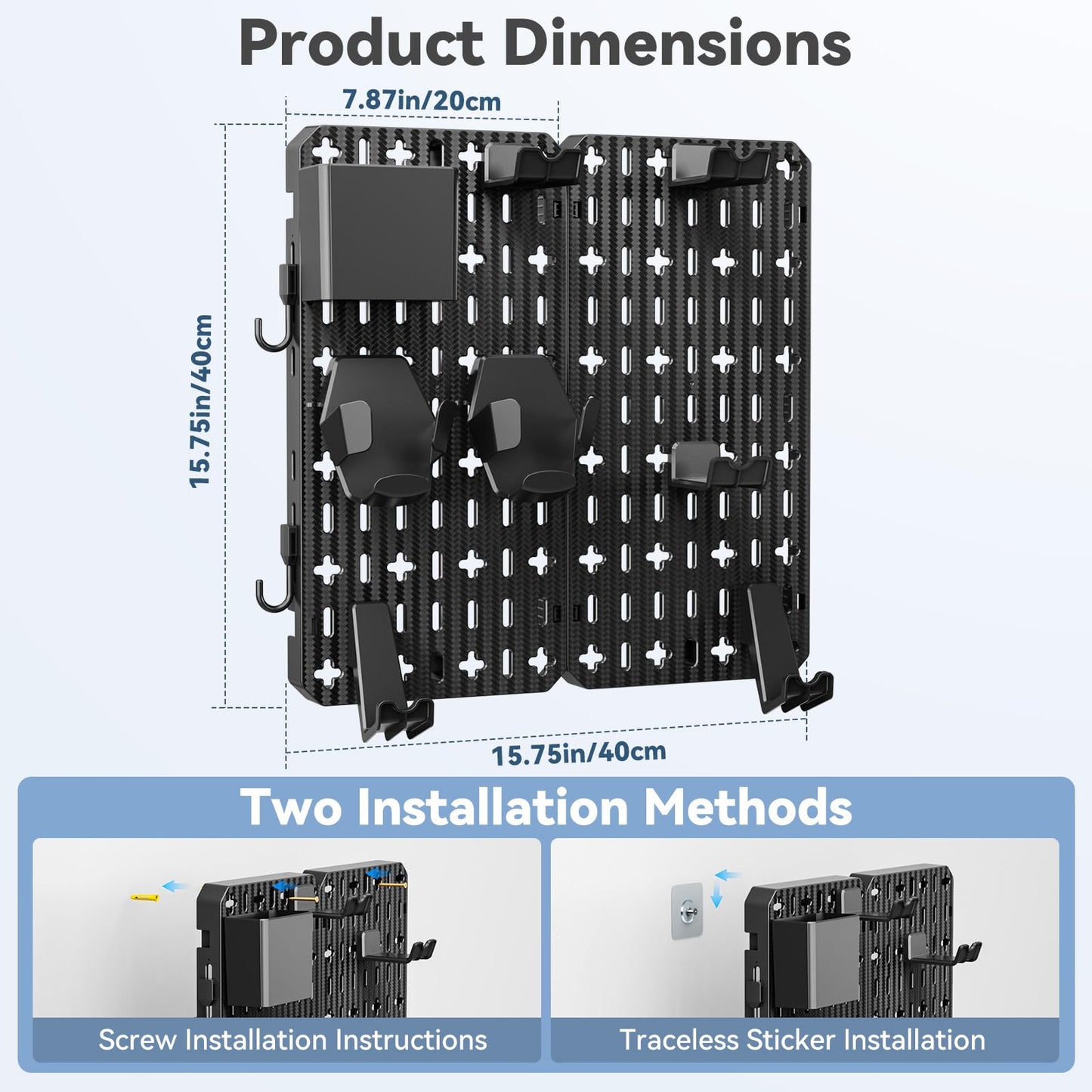 KDD Keyboard and Mouse Display Stand Holder, Wall Mount Office Organization Pegboard Combination Kit with Pen holder, Hooks, Headset & Controller Stand for Office & Home Hanging Organizer Storage