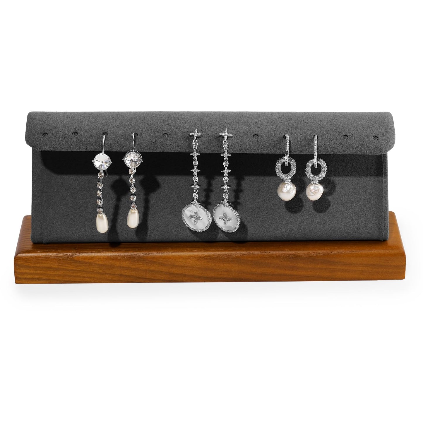 Woodten Solid Wood Jewelry Earrings Display Stand Small Jewelry Display for Long Earrings(Grey)