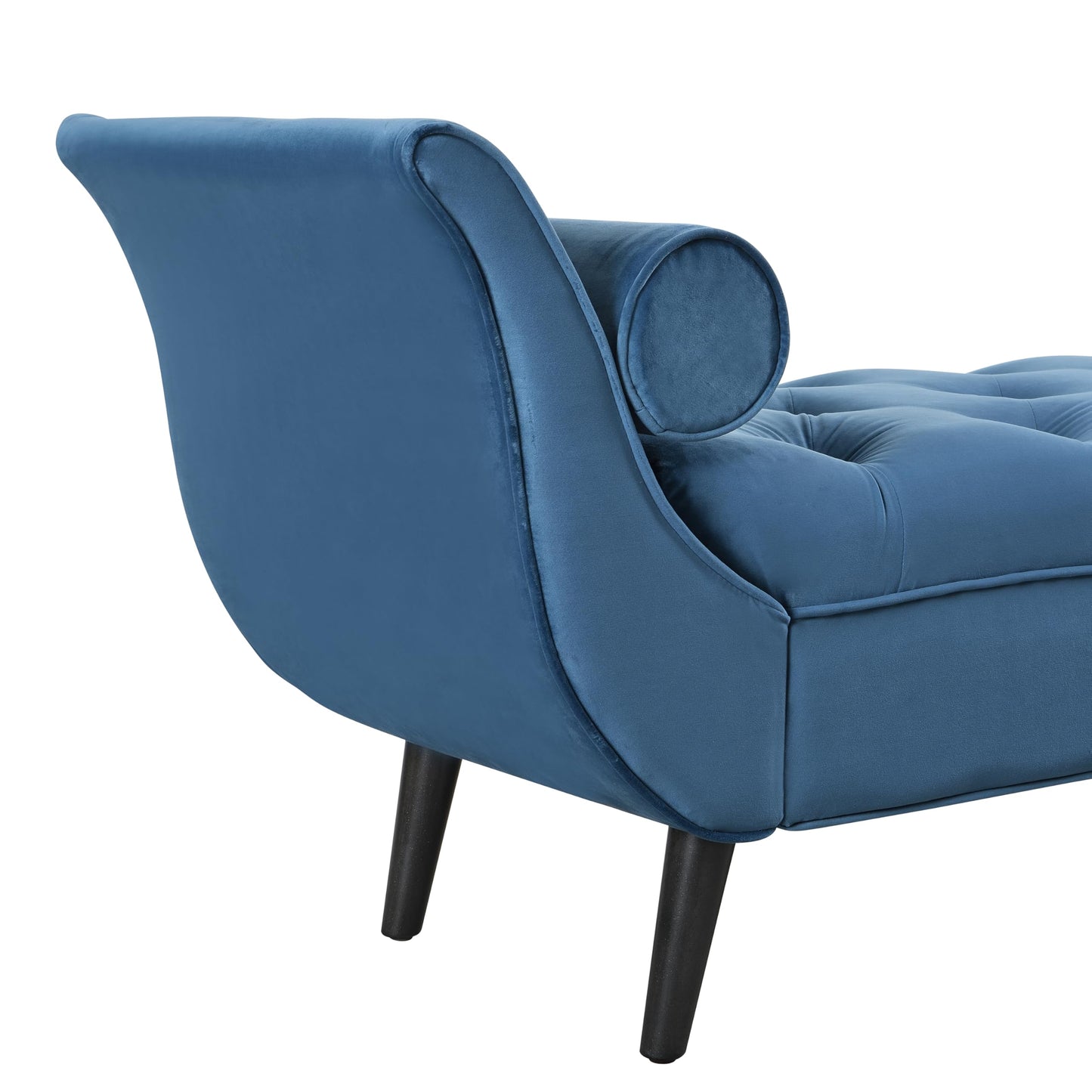 Christopher Knight Home Jolie Modern Velvet Upholstered Ottoman Bench with Pillow, Wooden Bedroom End of Bed Bench, Entryway Ottoman Foot Rest, Living Room Sofa Extra Seat, Blue