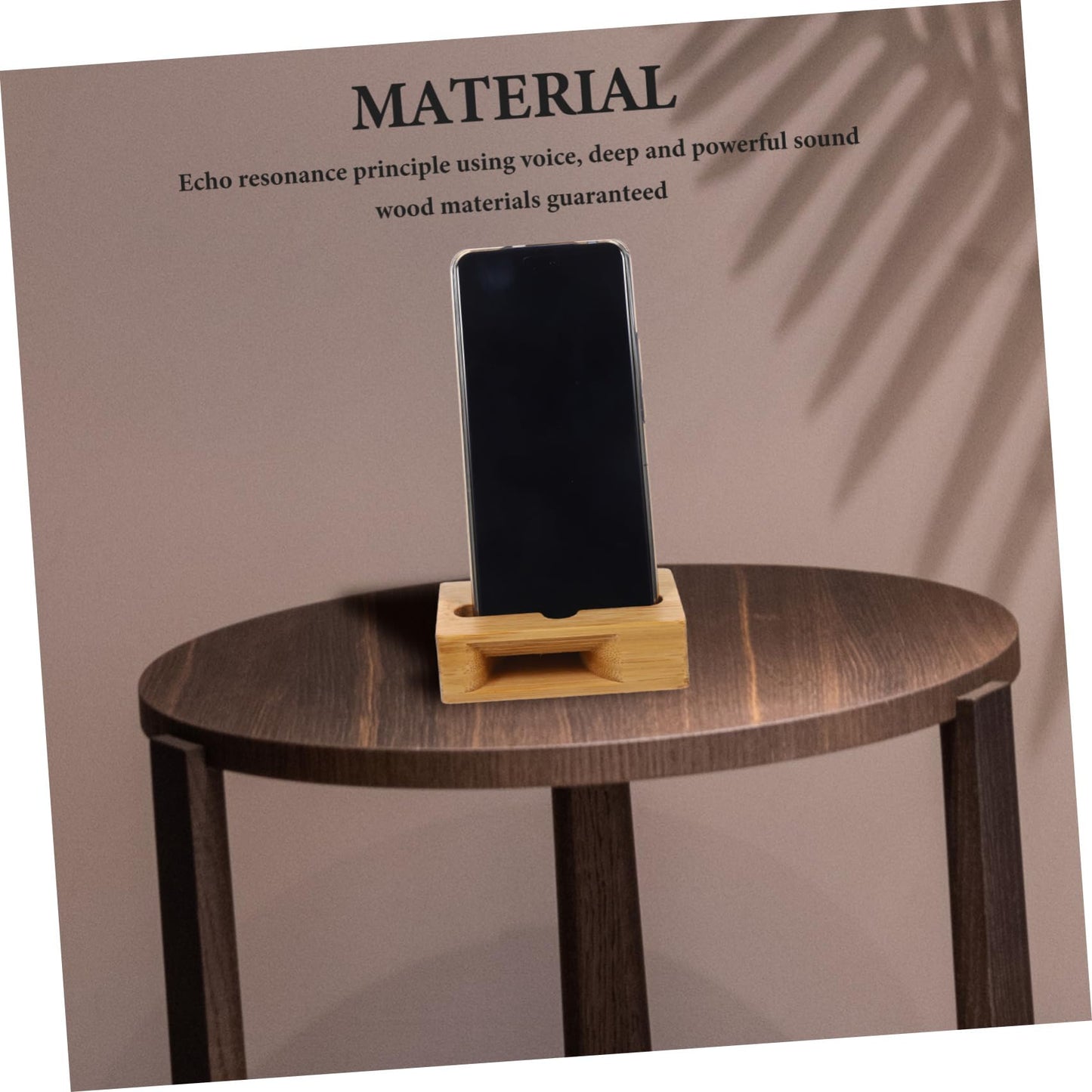Angoily Wooden Phone Holder Stand with Echo Resonance Sound Amplifier Compact Desktop Cell Phone Loudspeaker Amplifier 3.93X2.36X1.18In