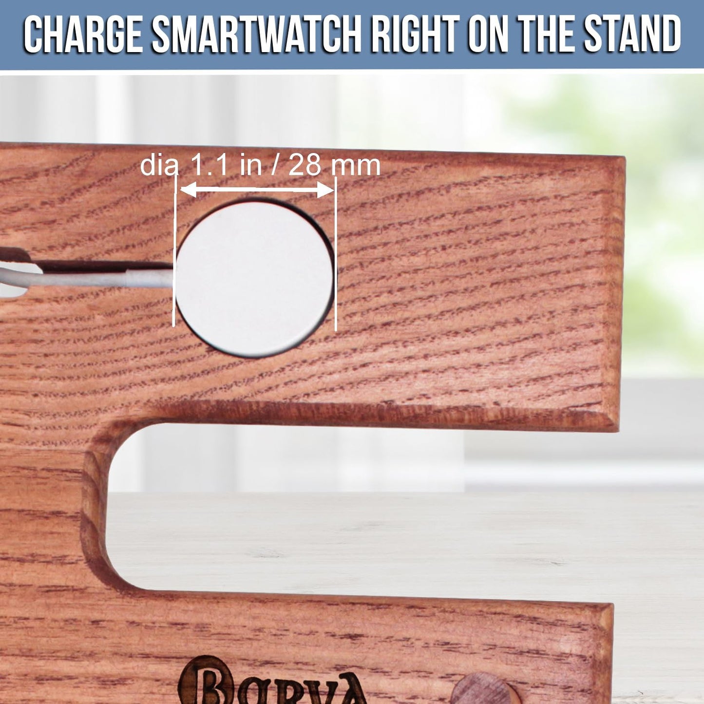 BarvA Rustic Phone Docking Station Desk Organizer | Night Stand Electronics Charging Station | Dresser Smart Watch Earbuds Phone Stand | Nightstand Organizer for Men | Bed Room Decor Gifts for Men