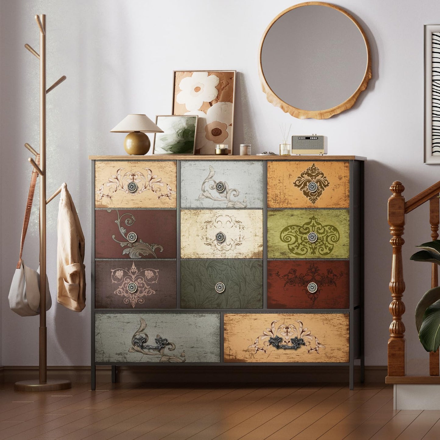 VASICAR Dresser for Bedroom with 11 Deep Fabric Drawers, Tall Chests of Drawers, Cube Storage Organizer for Closet, Nursery, Kid's Bedroom, Dorm