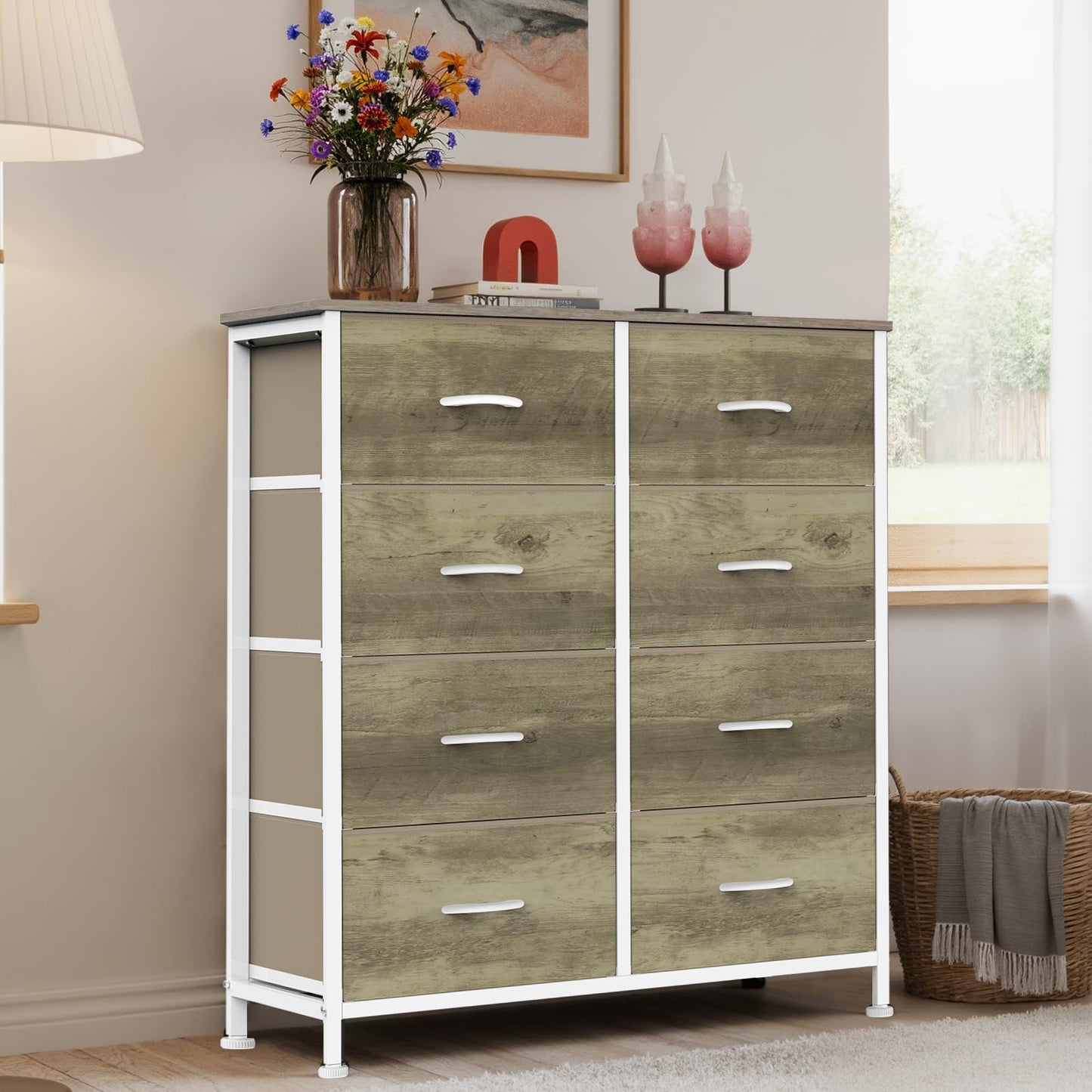 Sweetcrispy 8 Drawer Dresser for Bedroom, Large Fabric Storage Tower