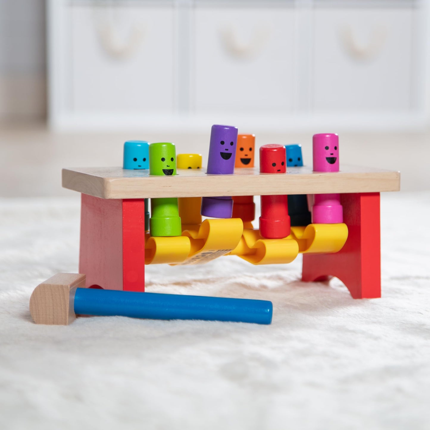 MeMelissa & Doug Deluxe Pounding Bench Wooden Preschool Learning Toy with Mallet Classic Wooden Toddler Toys for Ages 2+Lissa & Doug Deluxe Pounding Bench Wooden Preschool Learning Toy with Mallet