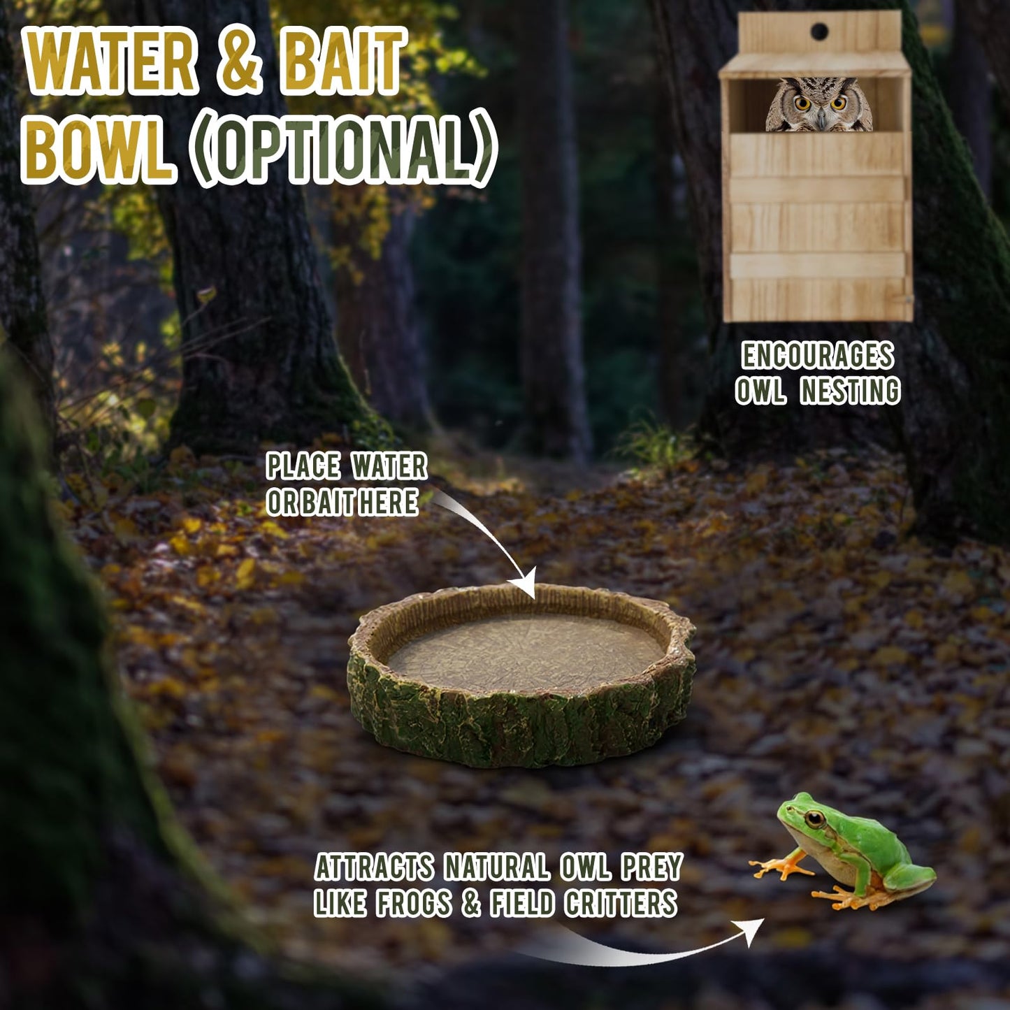 AceOrbit 2 Pack Large Squirrel House Screech Owl Nesting Box Kit for Outside 15.4 x 10.5 x 9'' Carbonized Wooden Bird House Opening Easy Assemble Easter Shelter Gift with Water Bowl Wood Shavings Tool