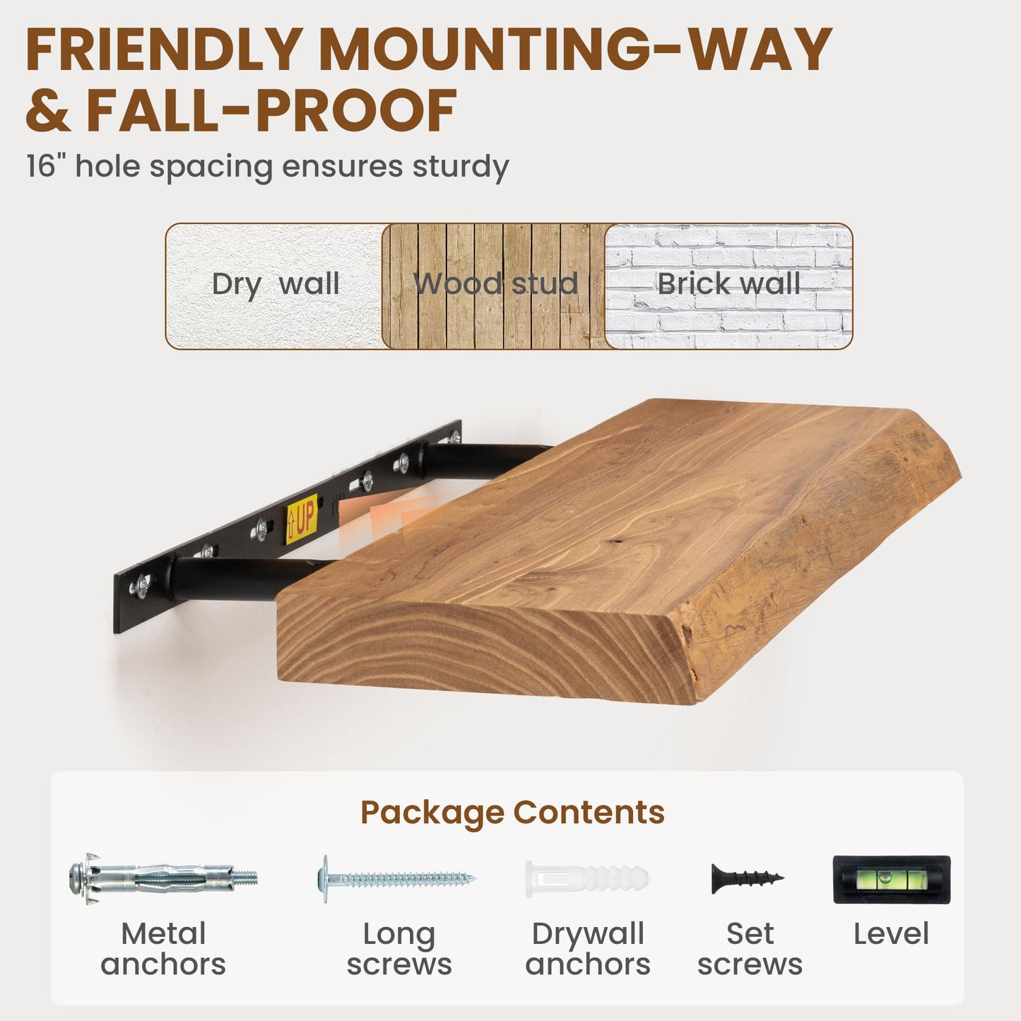 Live Edge Elm Wood Floating Shelves, 36 Inch Long Wall Shelves 2 Pack Shelf for Farmhouse Bedroom Bathroom Kitchen, Wall Mounted Wooden Shelf with Invisible Bracket for Books Decor, Natural