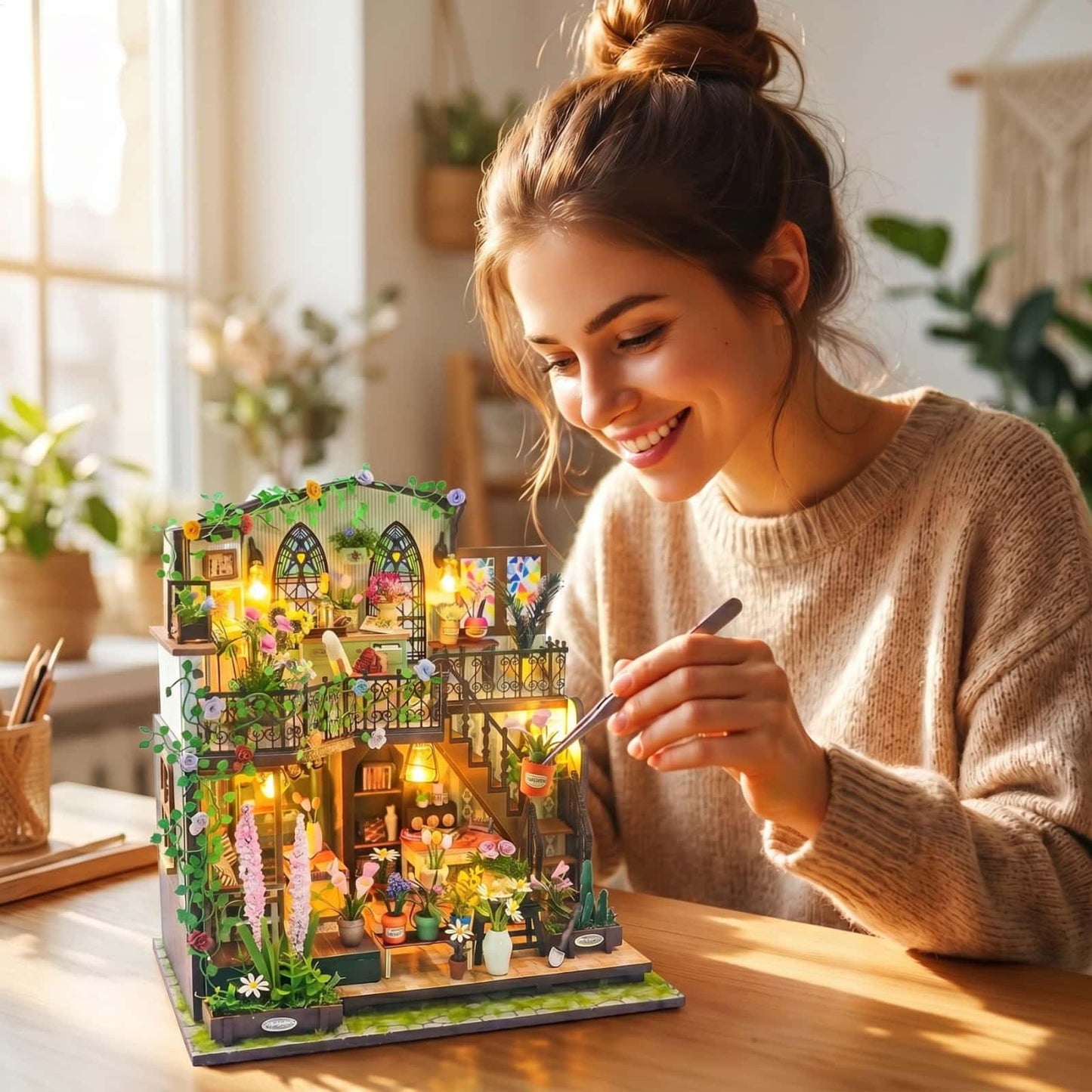 Kedymai DIY Miniature House Kit,Fairy Dollhouse for Adults with Music Movement and LED Lights, Two-Story Wooden Tiny Home Kit,Fairy Garden Kit Décor for Family and Friends