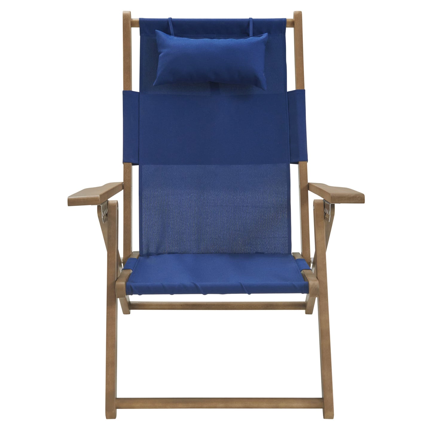 Lavish Home Beach Chair - Outdoor Weather-Resistant Wood Folding Chair with Backpack Straps - 4-Position Reclining Seat - Beach Essentials (Blue)
