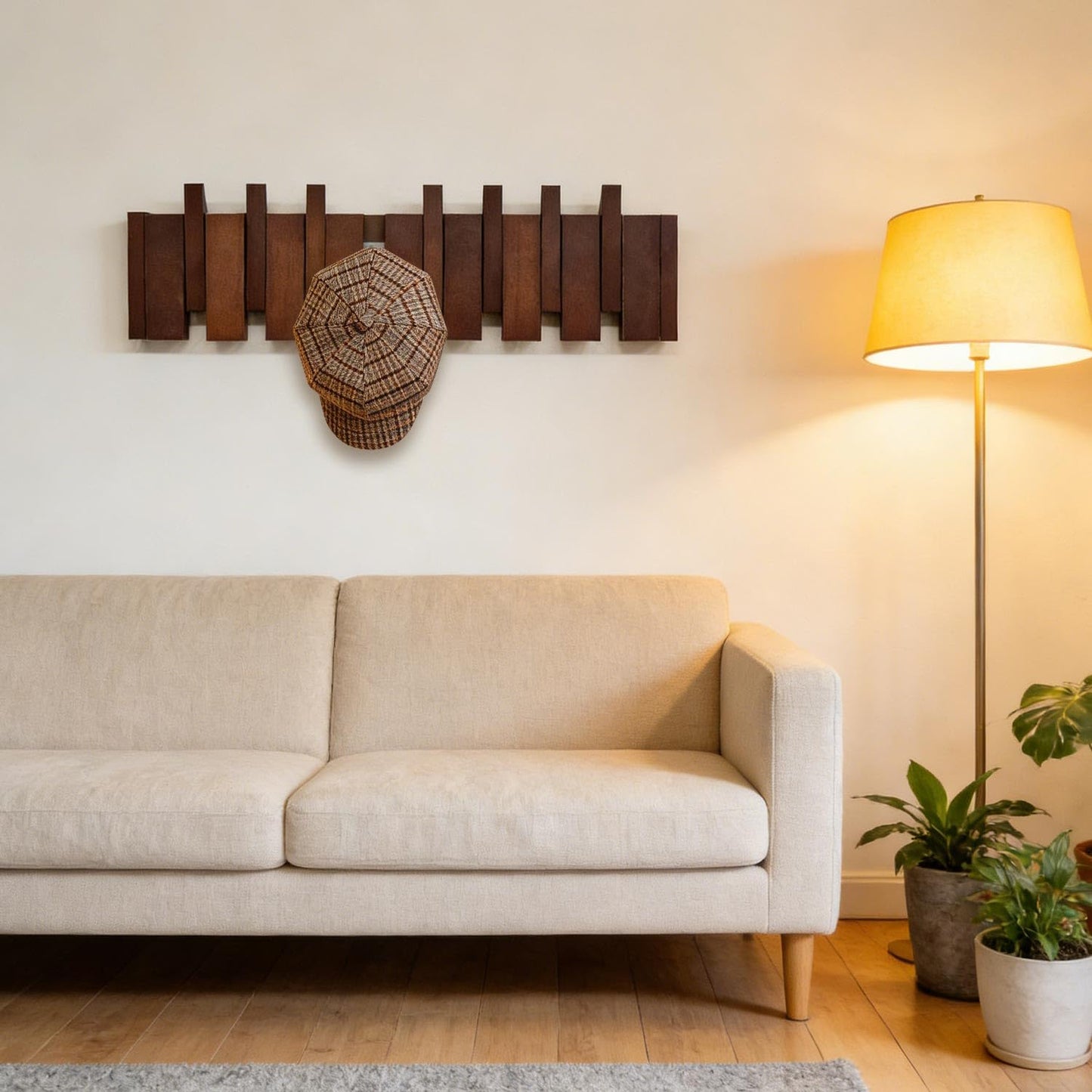 ArtBeek Wall Mounted Coat Rack with Hooks Wooden Wall Mount Piano Key Coat Rack 8 Hooks Solid Wood Coat Rack Wall Mount for Entryway, Living Room, Bedroom, Hallway (22")