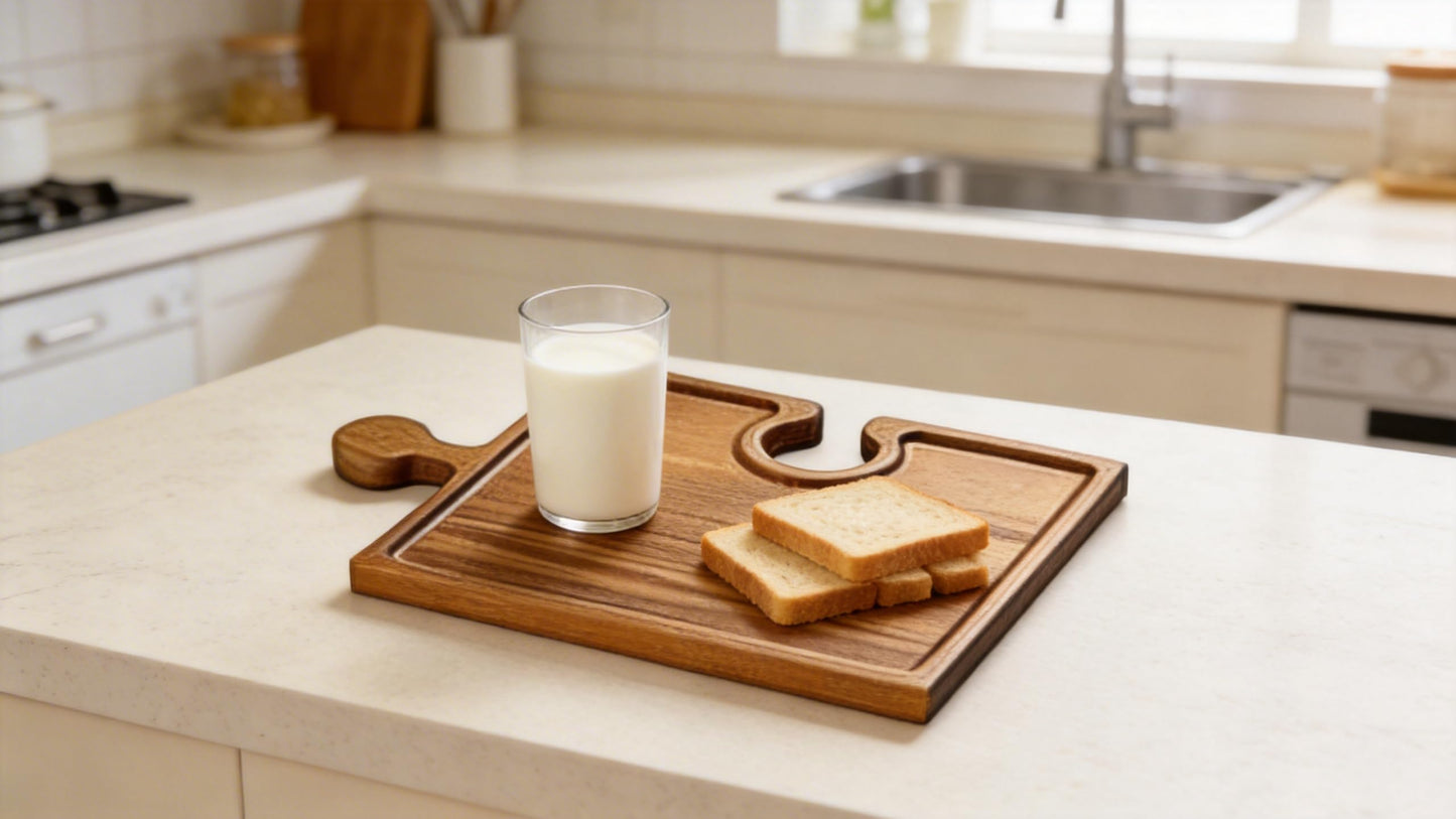 Acacia Wood Charcuterie Boards, Set of 4, Interlocking Serving Tray with Storage Box, Party Appetizer Tray with Handles, Ideal Wine Gifts & Accessories