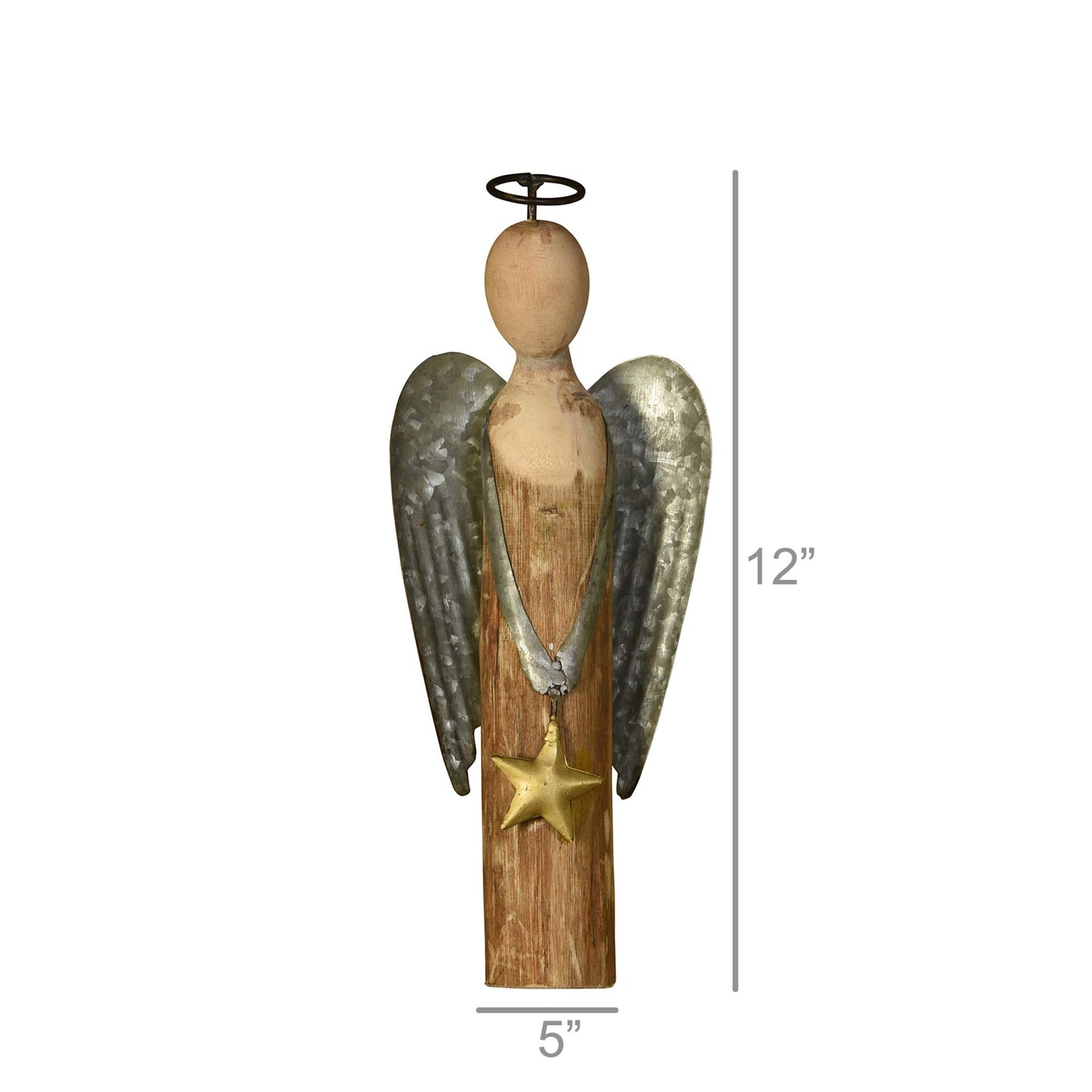 AREOhome HomArt 5708-0 Angel with Star, Small, Wood and Metal