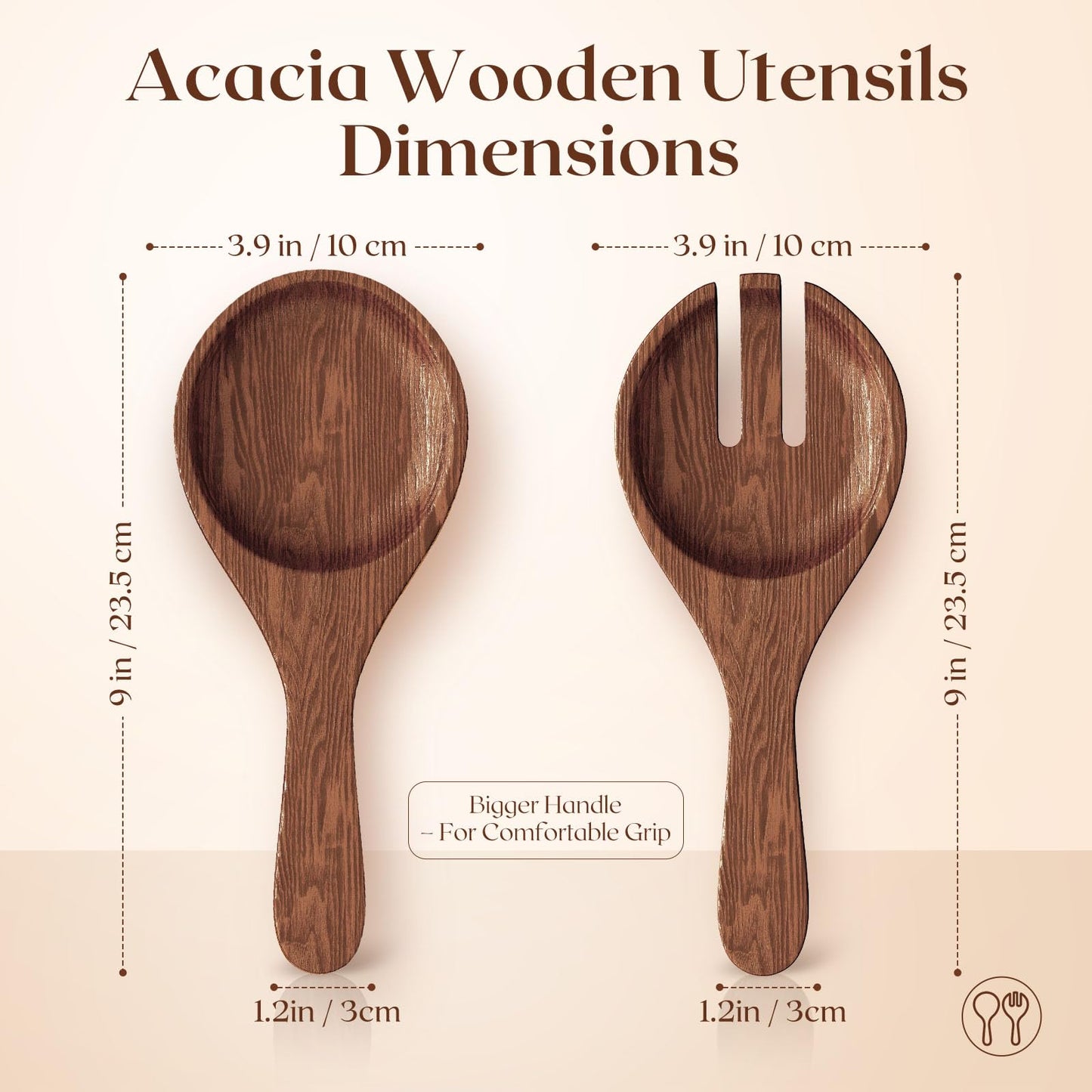 SoulThink® Golden Ratio Extra Large Crystal Glass Salad Bowl Set - Hosting Essentials Salad Serving Bowl with Acacia Wooden Salad Servers and Base, Dinner Party Must Haves for All Occasions