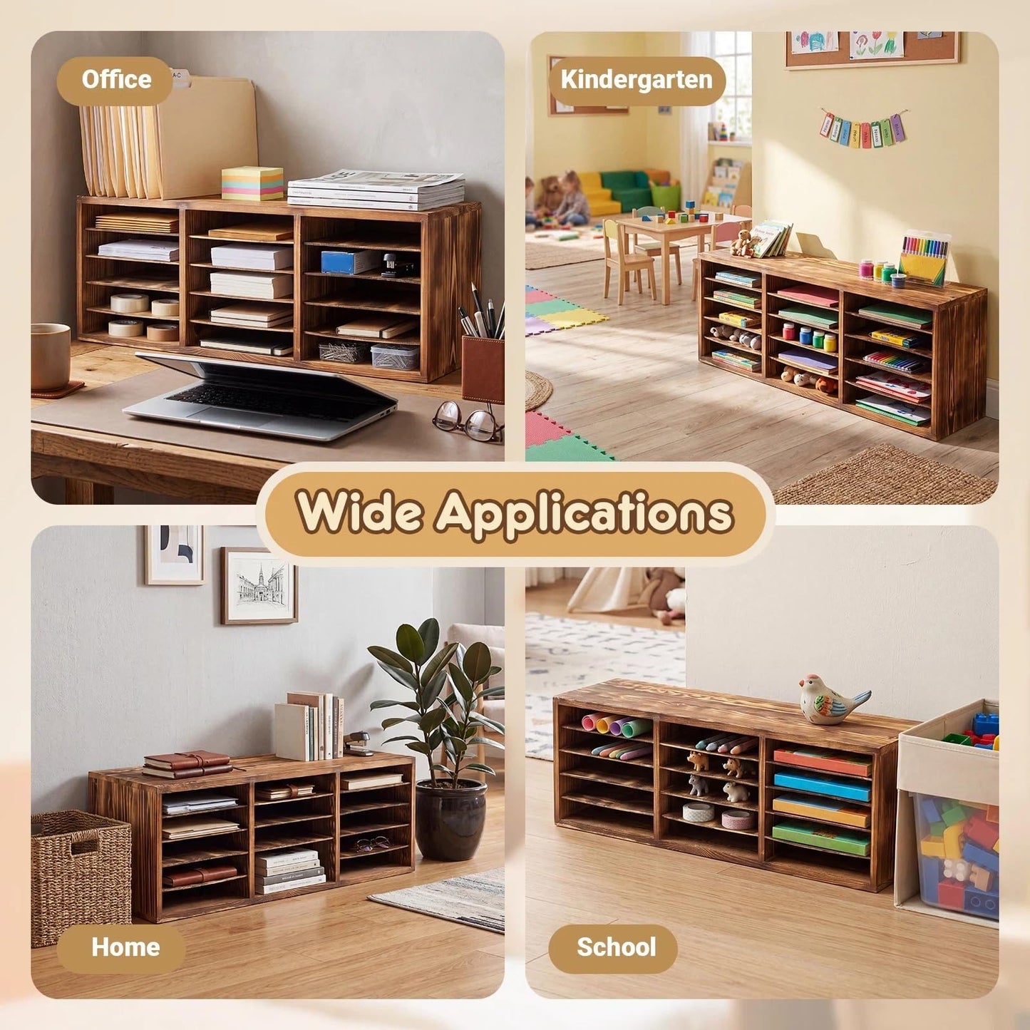 Colingmill No Assembly Classroom Mailboxes Wooden Teacher Student Mailboxes for Classroom Literature Paper Organizer 8/15 Compartments, Sturdy Construction for Home Office School(15 Slots)