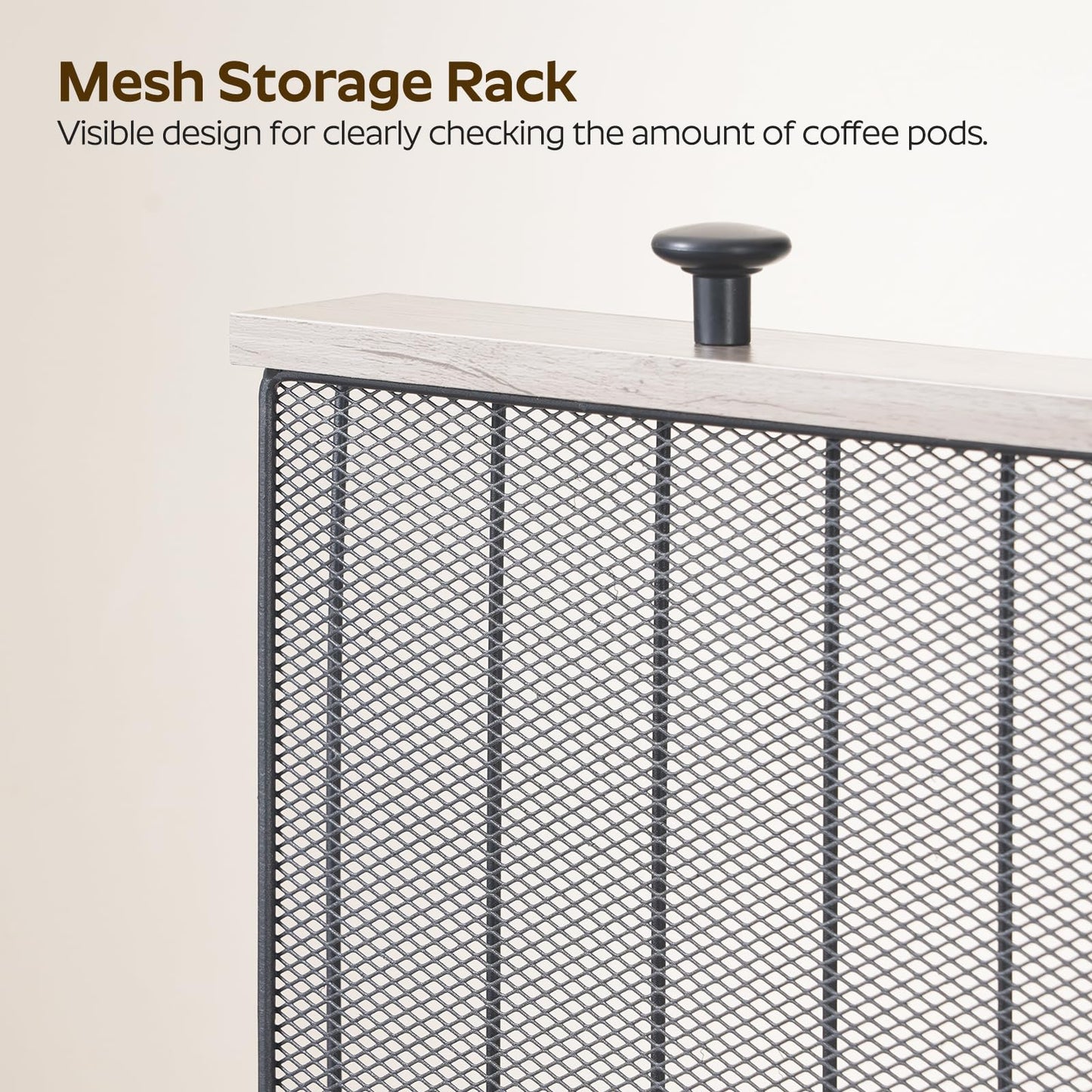 YATINEY Coffee Pod Drawer Holder, Coffee Pod Storage for K Cup, 35 Capacity Coffee Capsules Storage Organizer, Sliding Mesh Basket, for Kitchen, Greige and Black KH08BG