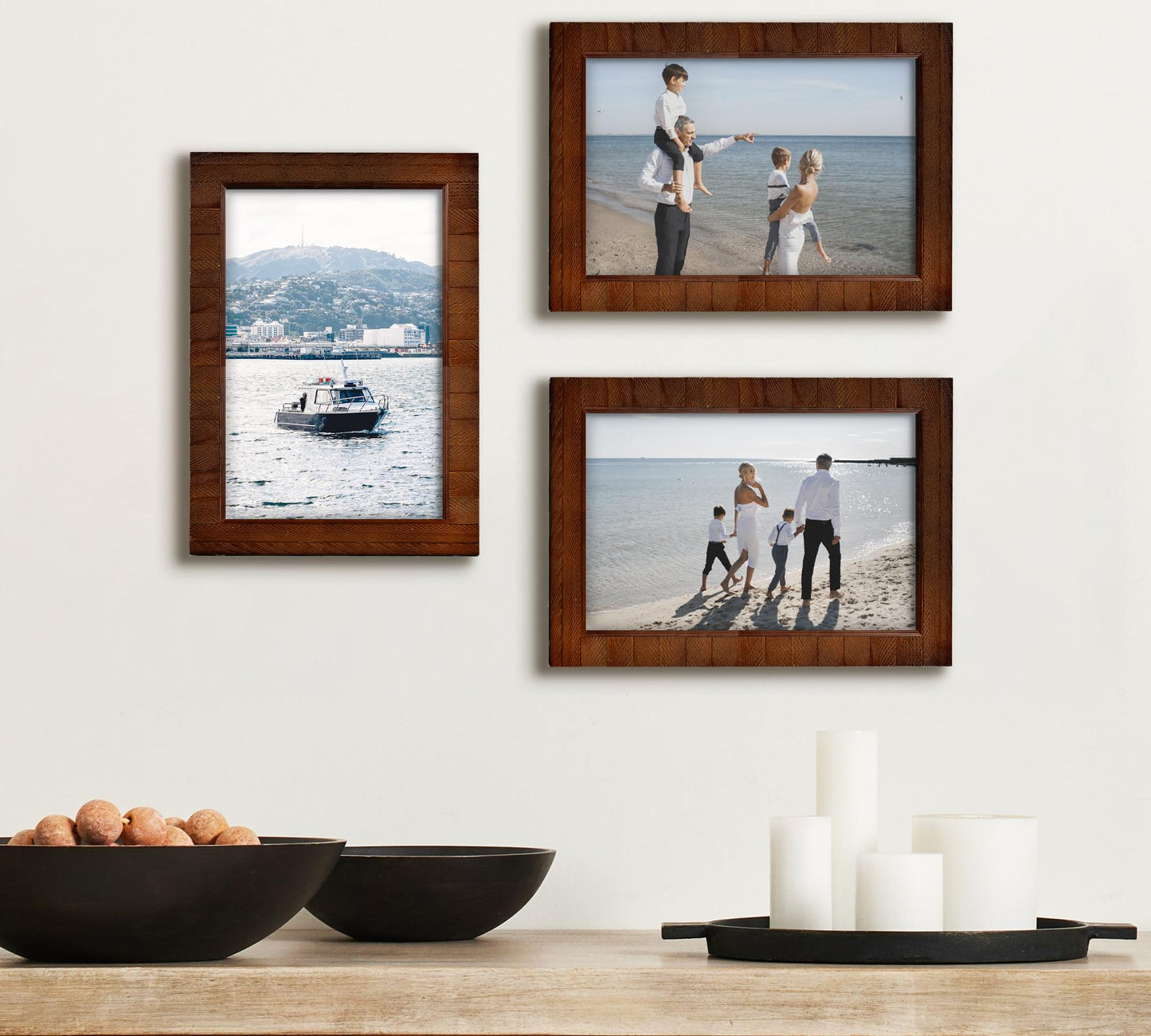 NWDCLF Rustic 11x17 Wood Picture Frame with Real Glass, Farmhouse Photo Frame for Wall Mount, Natural Wooden Frame for Family Photos, Gifts, Home Décor, Brown