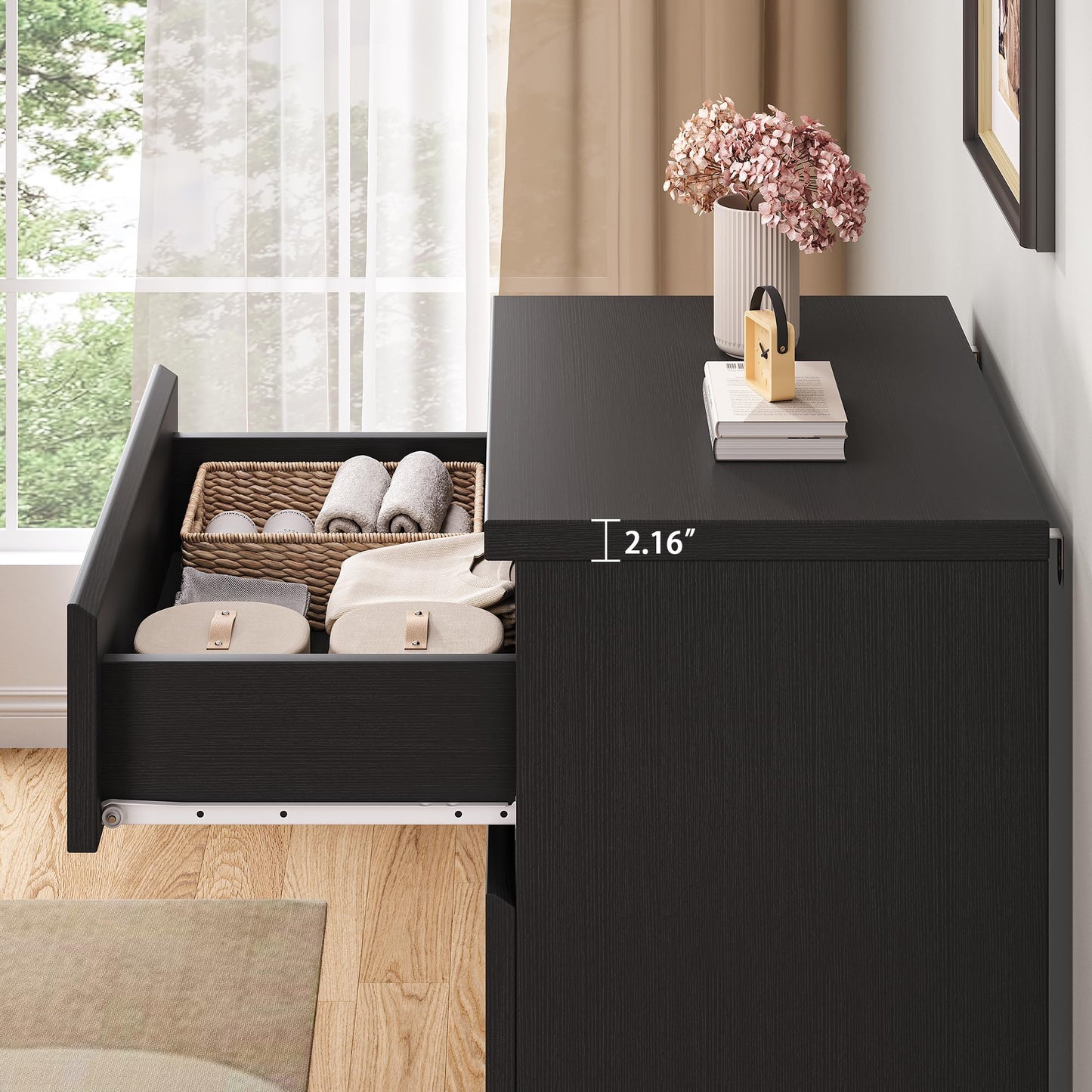 Jocoevol 4 Drawer Dresser for Bedroom, Black Dresser Chest of Drawers - Large Wood Dressers TV Stand with Deep Drawers Dressers for Living Room, Hallway, Entryway - Black