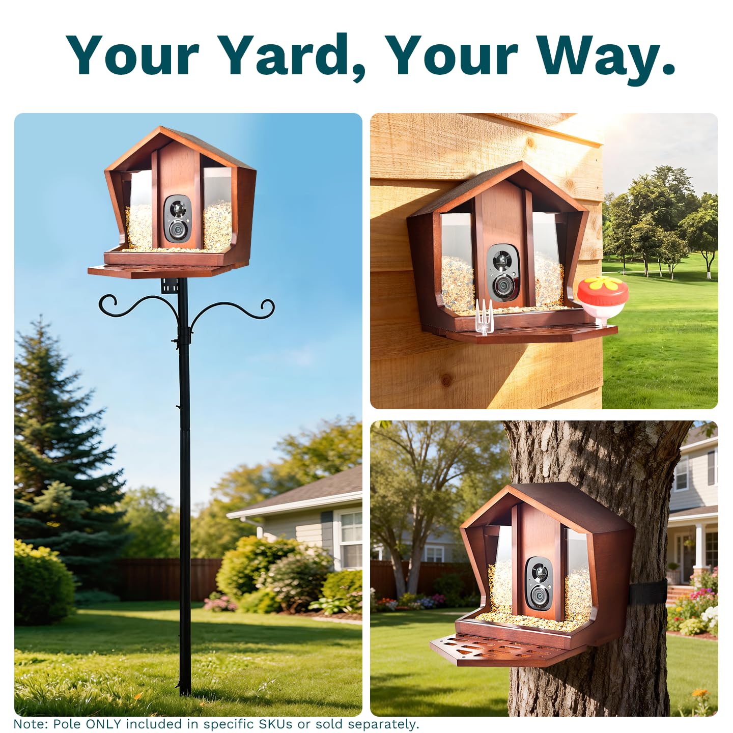 Birdster Smart Bird Feeder with Camera Solar Powered AI Identification 10,000+ Bird 2K UHD Video Live Instant Arrival Alerts and Real-Time Motion Detection Weatherproof Bamboo for Outdoor Birds Lovers