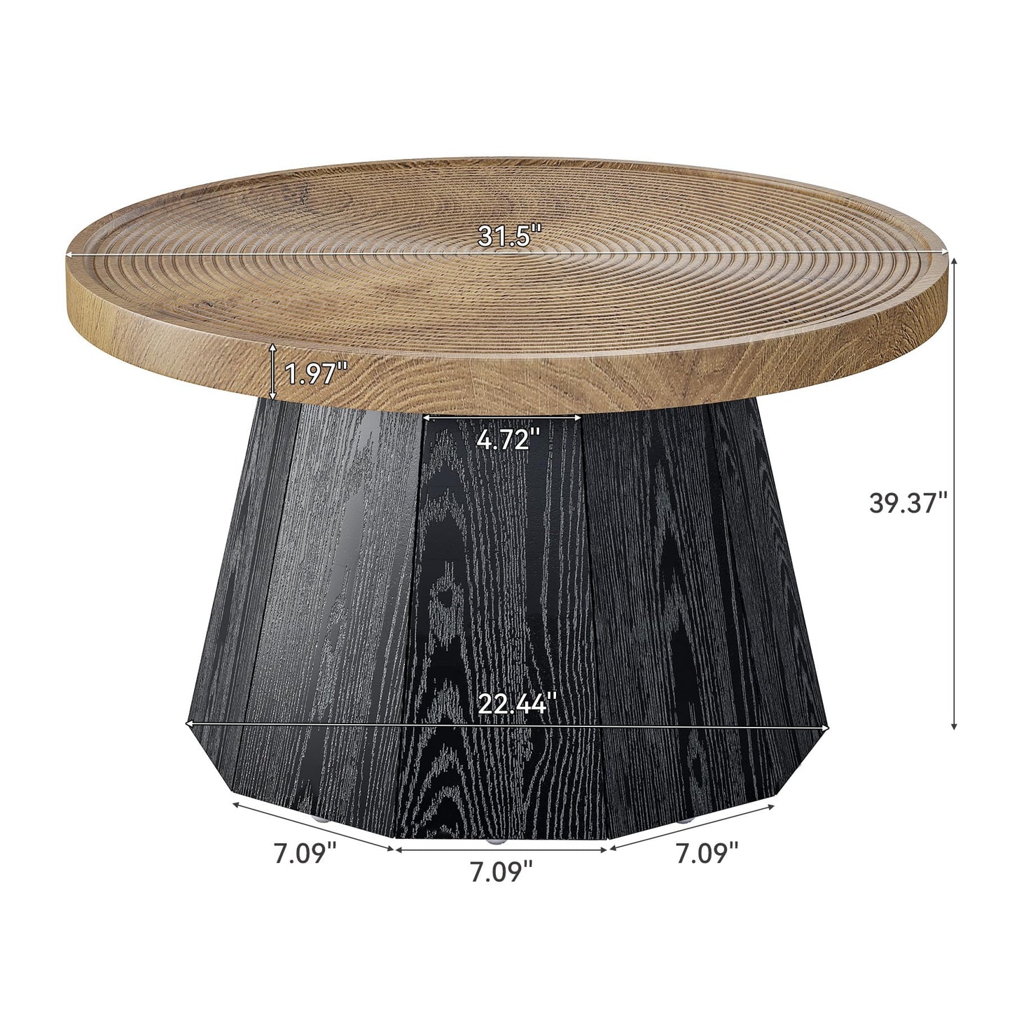 LITTLE TREE Round Coffee Table for Living Room, 31.5-Inch Farmhouse Center Table, Modern Circle Wooden Tea Tables for Office, Small Space, Reception, Brown
