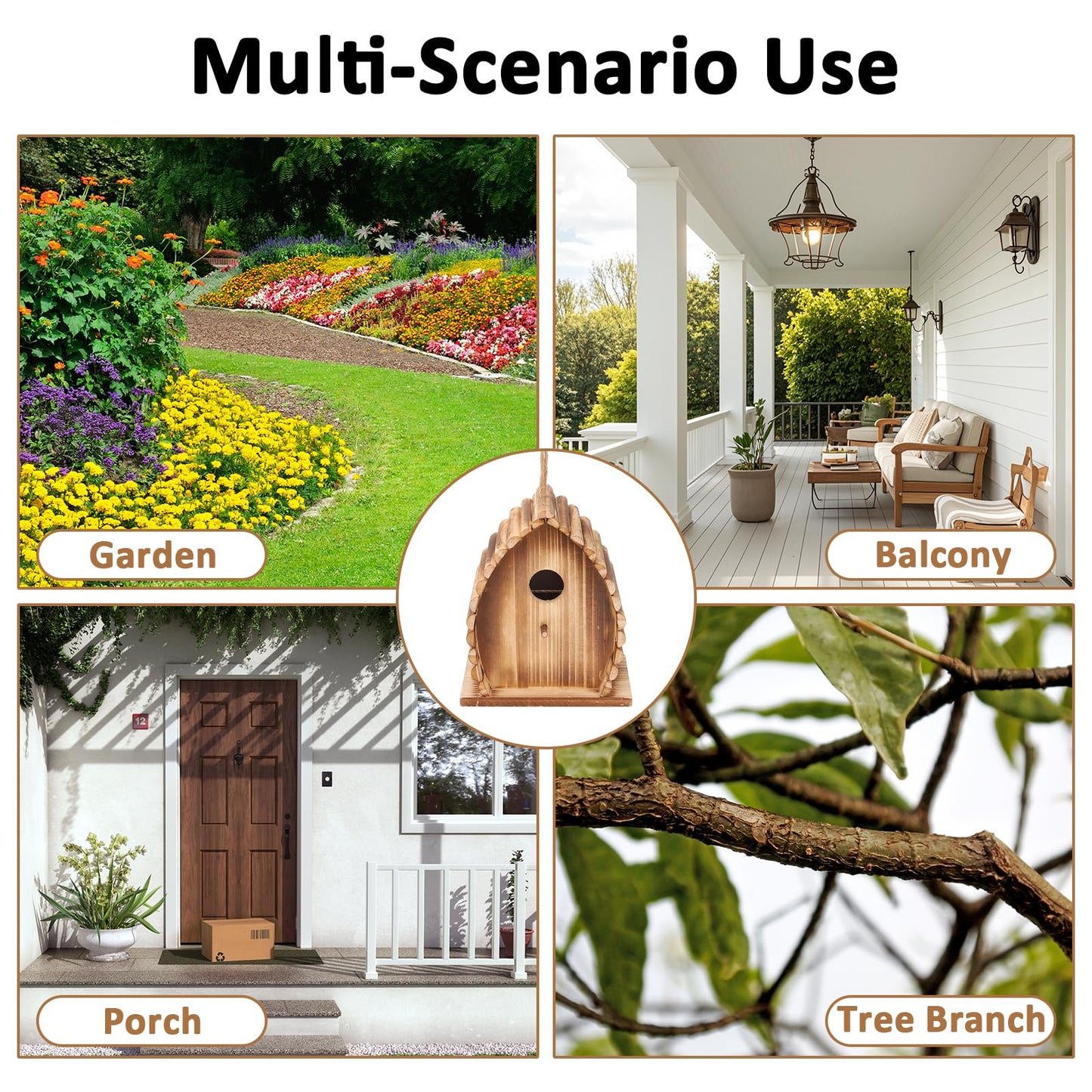 wyicwyp Bird House for Outside Hanging Natural Wooden Birdhouse
