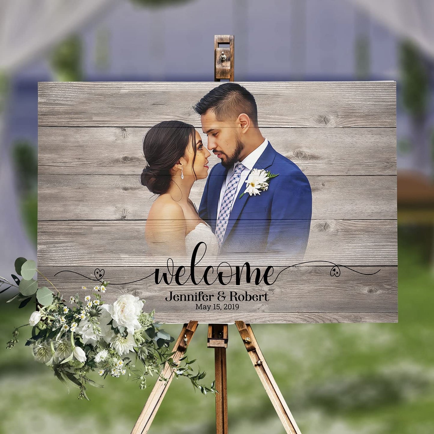 Rustic Wooden Welcome Sign | Custom Portrait from Photo | Wedding Gift & Decoration