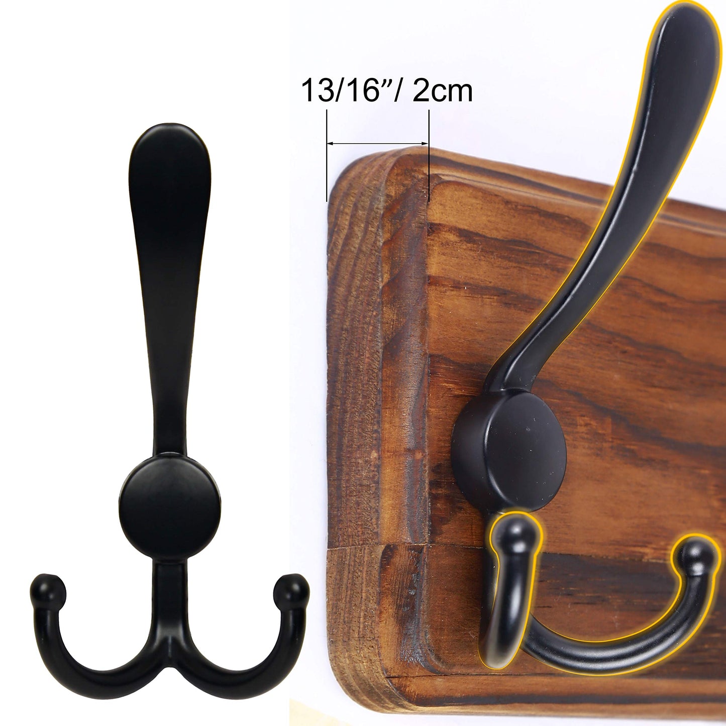 SKOLOO Rustic Large Wall Mounted Coat Rack-38.6'' Long Coat Rack for Wall, Pine Solid Wood Coat Rack Hook, Farmhouse Coat Hanger Wall Mount for Hanging Jacket Coat Hat, Pack of 2
