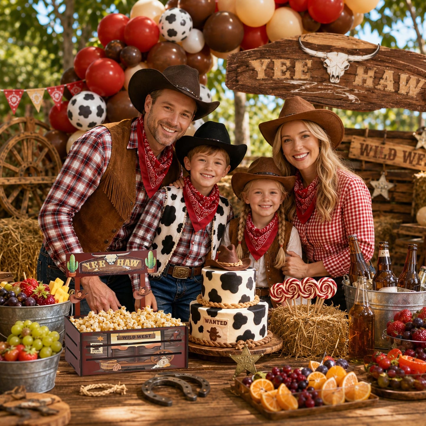 Western Cow Candy Bowl Wooden Candy Dish Holders Large Cowboy Themed Snack Box Serving Bowls Western Party Supplies Reusable Wooden Centerpiece for Snacks Wild West Birthday Baby Shower Country Decor