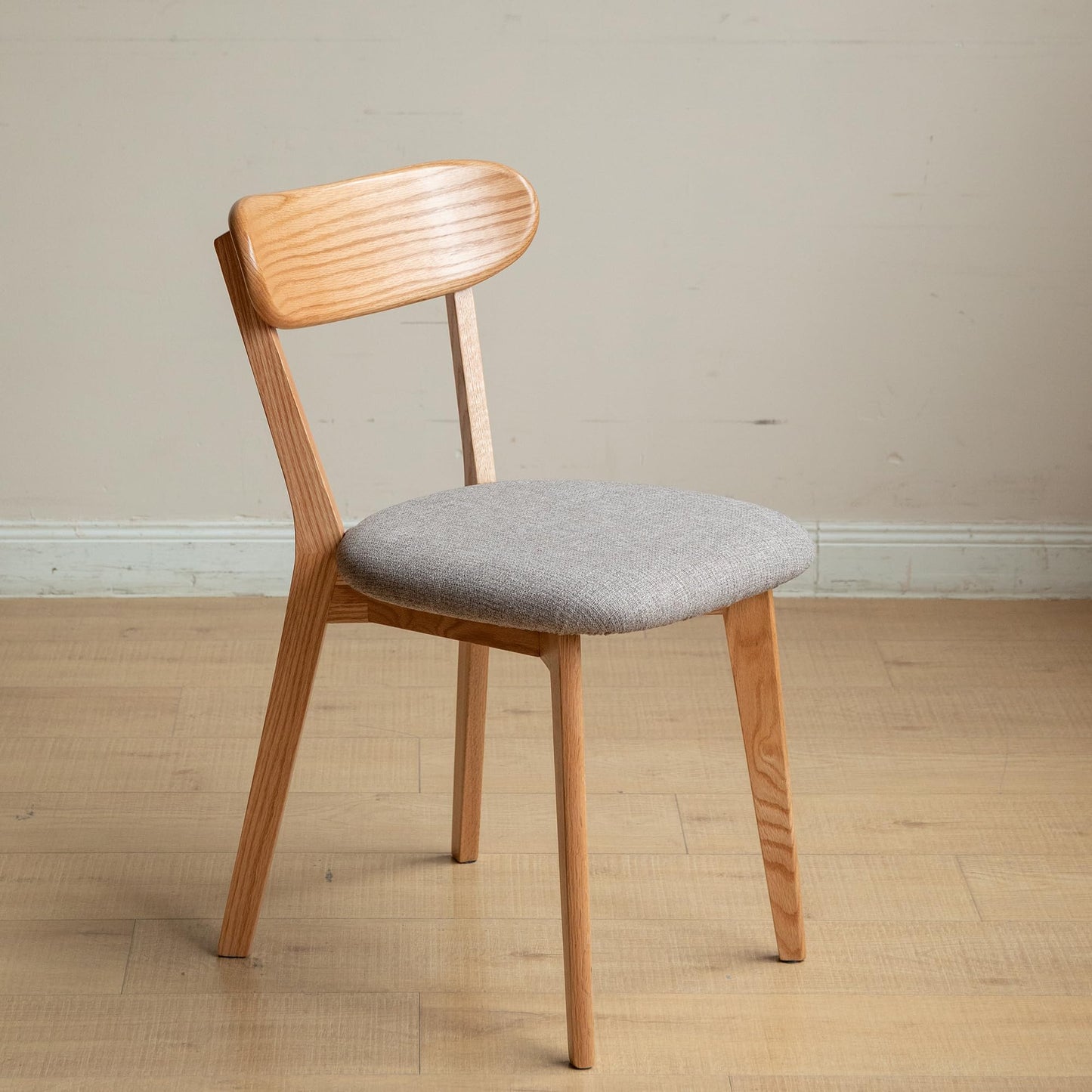 KEIKI Wooden Dining Chairs, 100% Solid Oak Wood Dining Chairs with Rounded Backrest,Kitchen,Dining Room